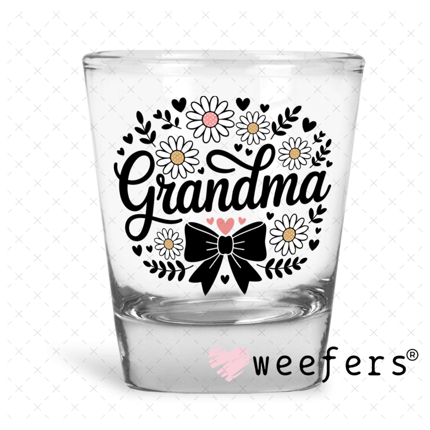 UV DTF Decal - Grandma Black Bow Shot Glass Heavy Base Weefers