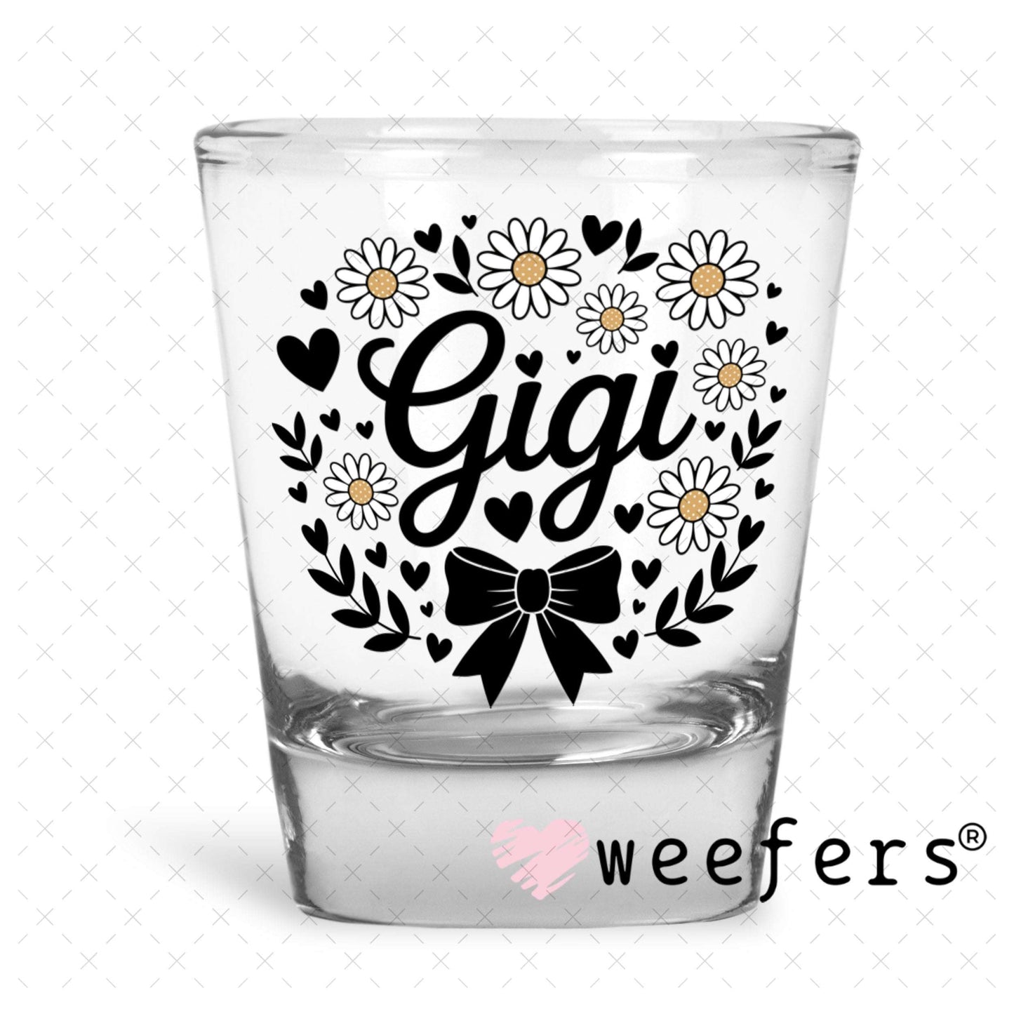 UV DTF Decal - Gigi Black Bow Shot Glass Heavy Base Weefers