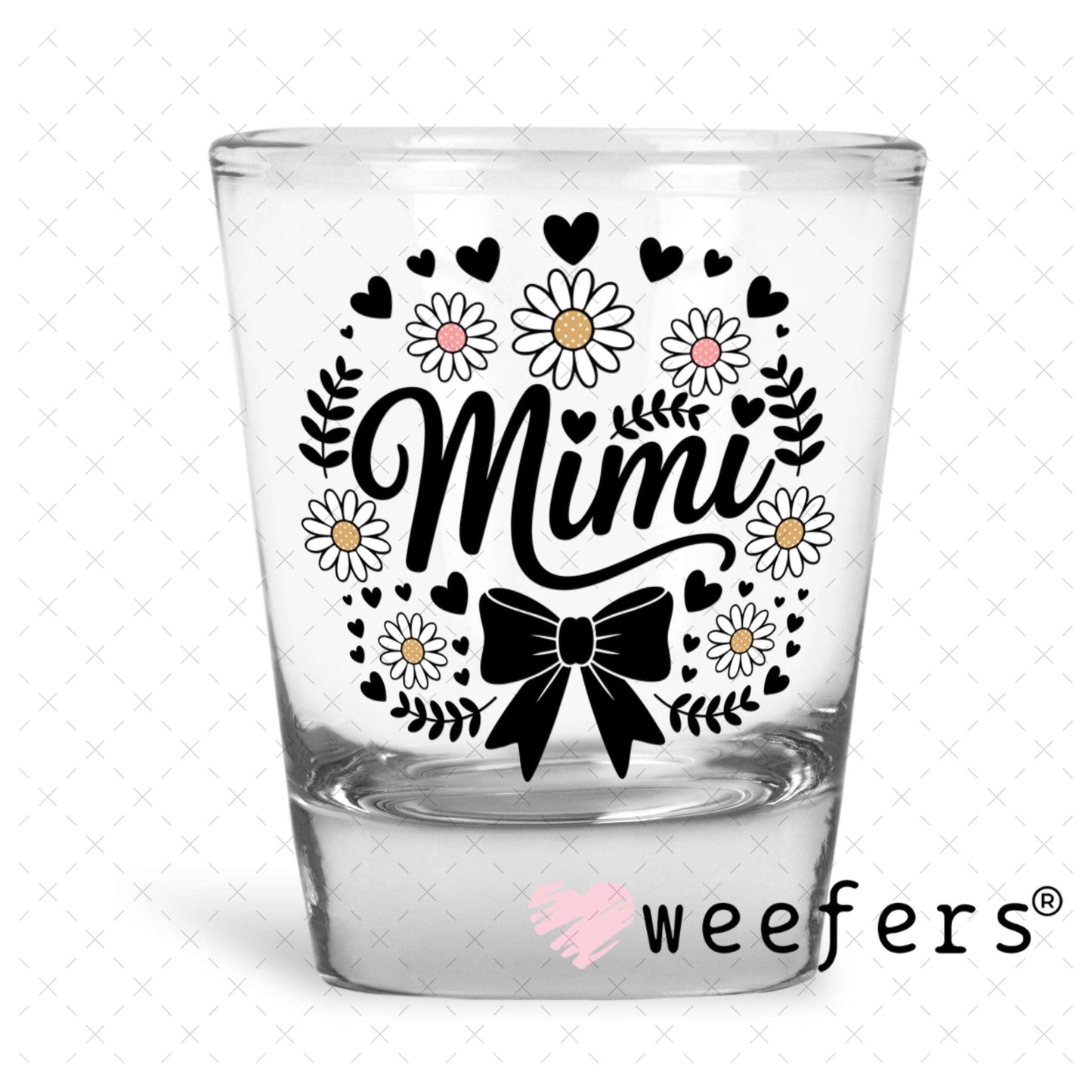 UV DTF Decal - Mimi Black Bow Shot Glass Heavy Base Weefers