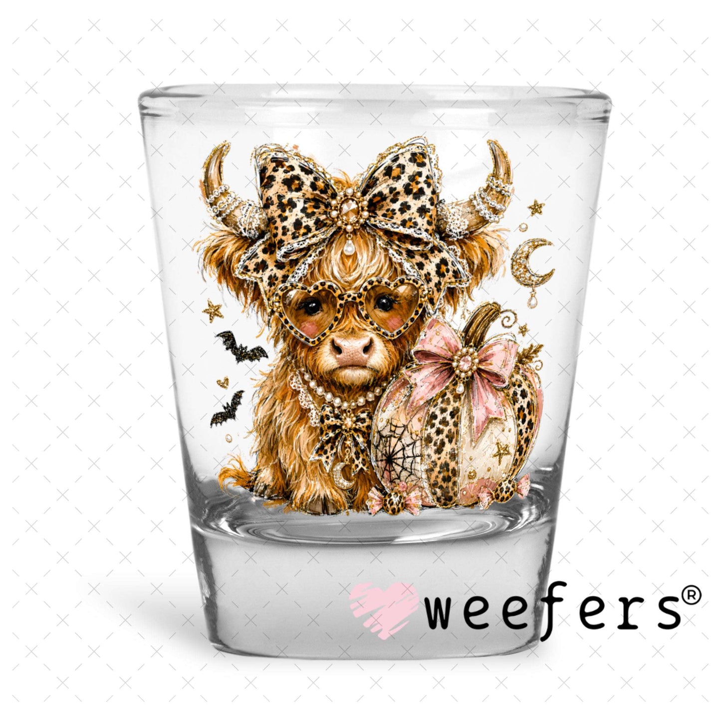 UV DTF Decal - Bougie Leopard Fall Cow Shot Glass Heavy Base Weefers