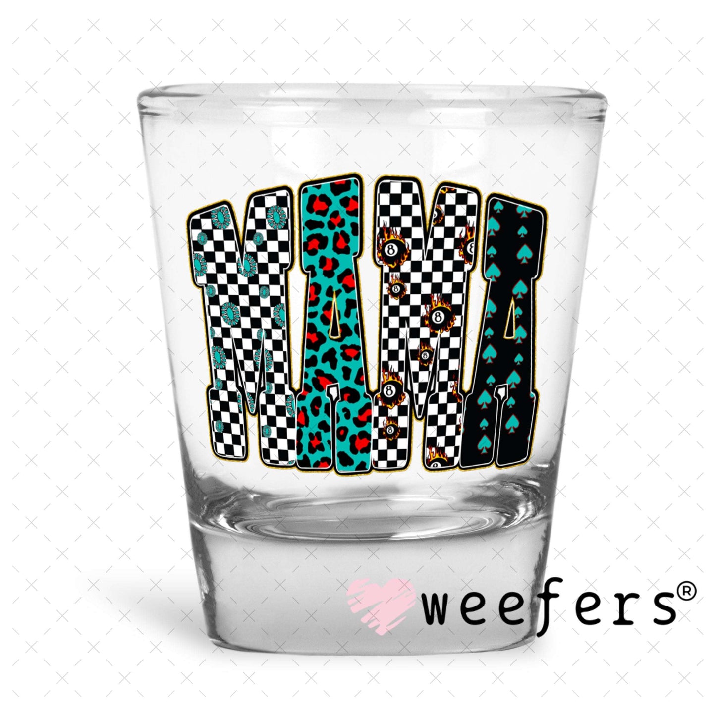 UV DTF Decal - Mama Leopard Western Shot Glass Heavy Base Weefers