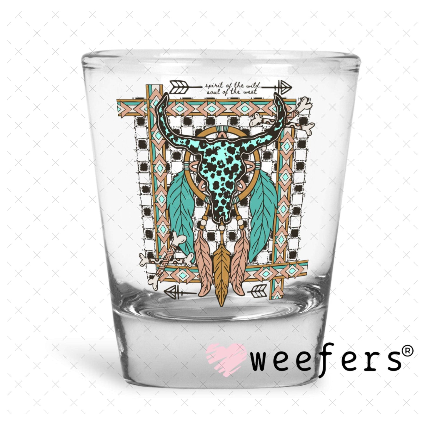 UV DTF Decal - Cow Skull Western Shot Glass Heavy Base Weefers
