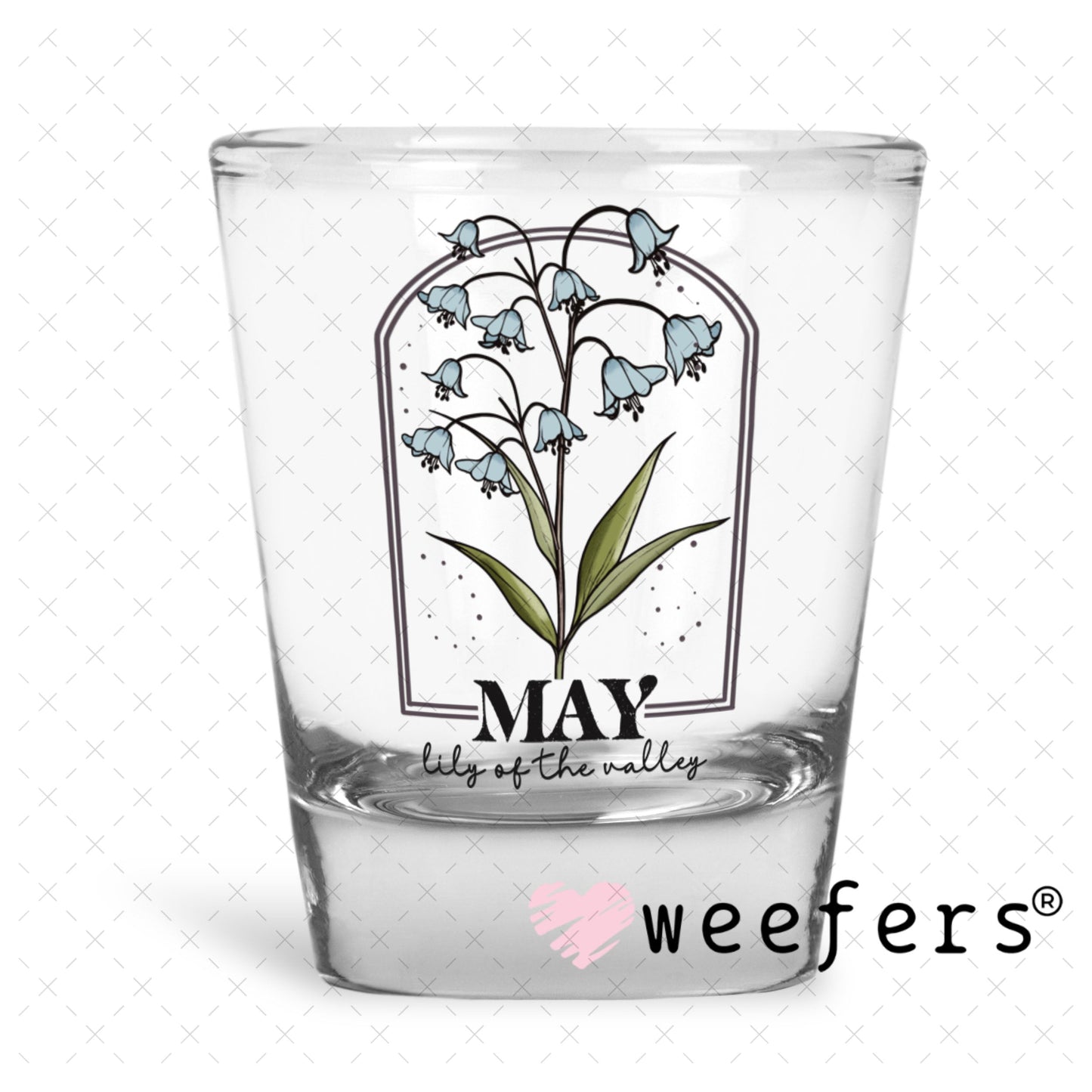 UV DTF Decal - May Lily of the Valley Birthday Month Shot Glass Heavy Base Weefers