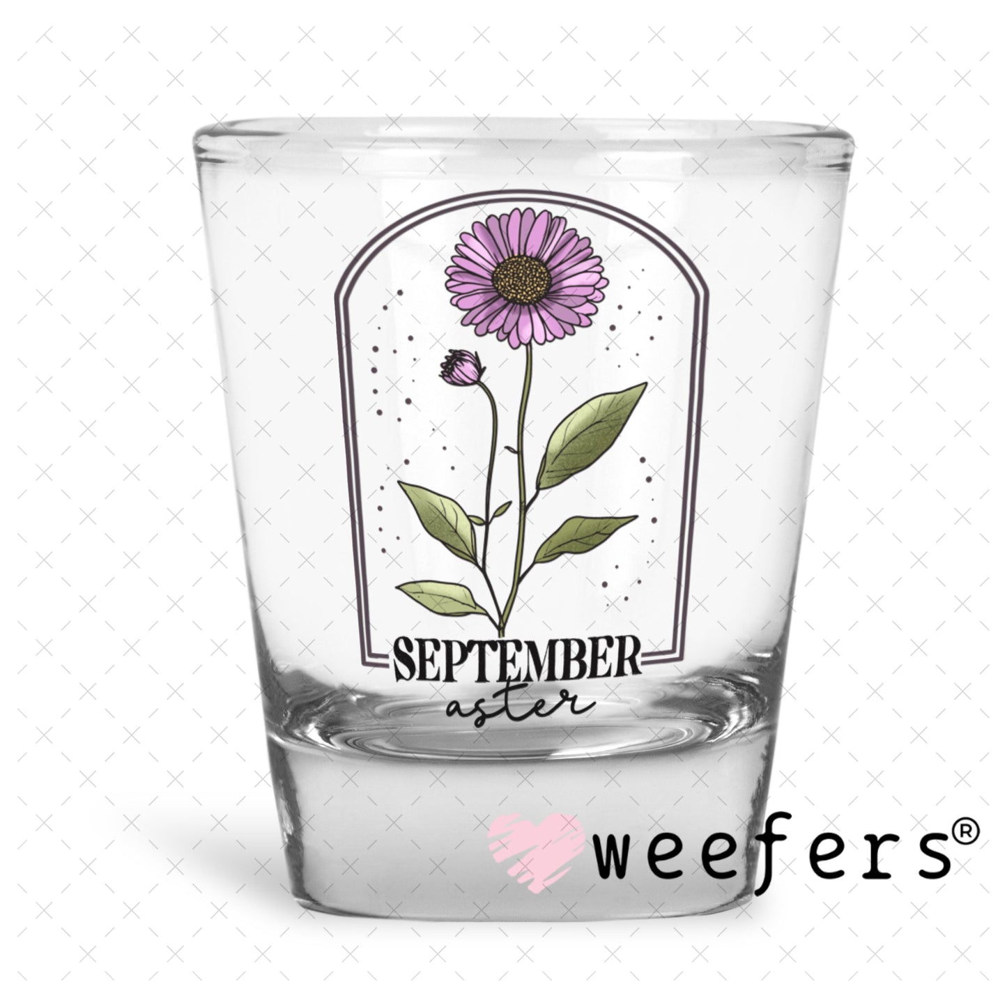 UV DTF Decal - September Aster Birthday Month Shot Glass Heavy Base Weefers