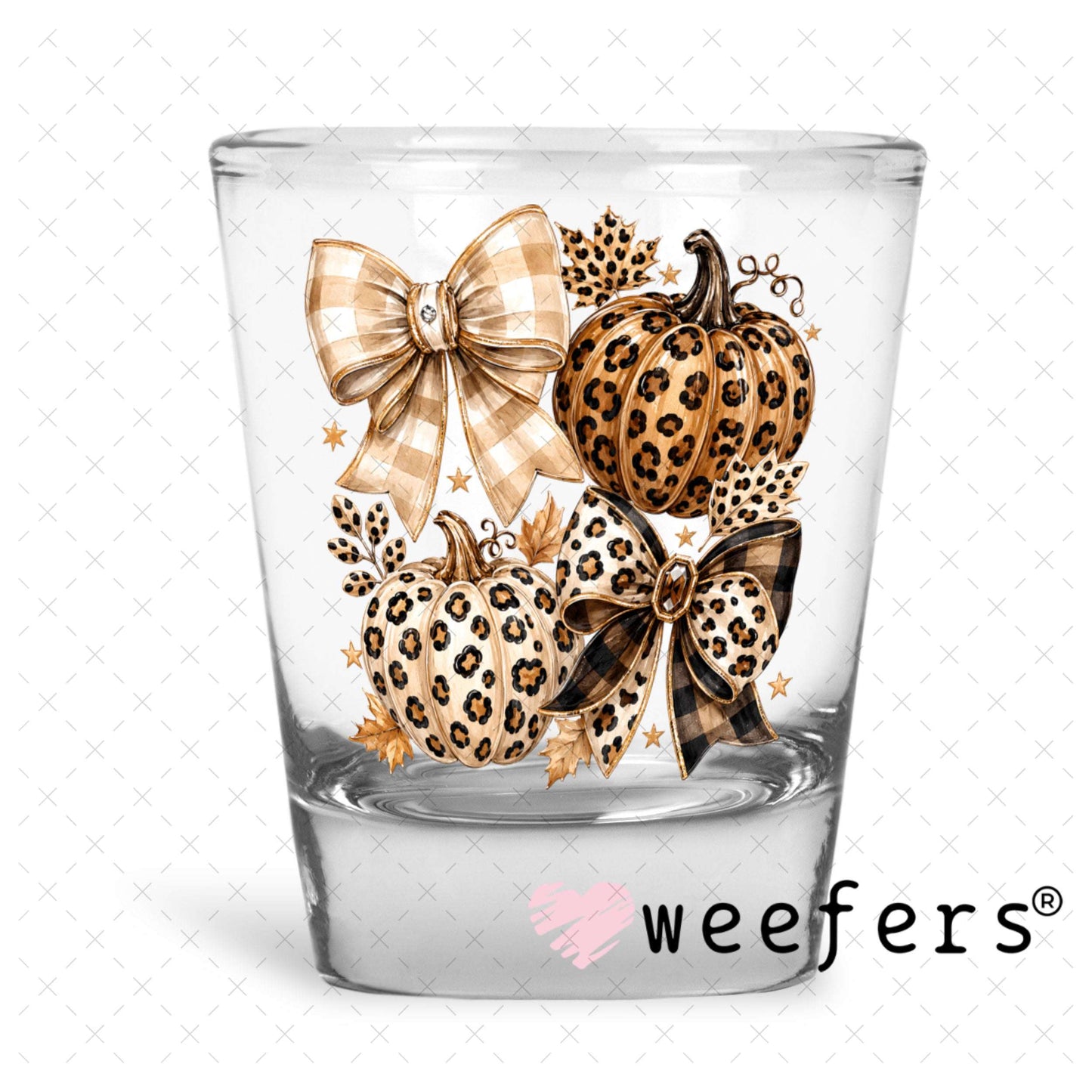 UV DTF Decal - Fall Leopard Bows Shot Glass Heavy Base Weefers