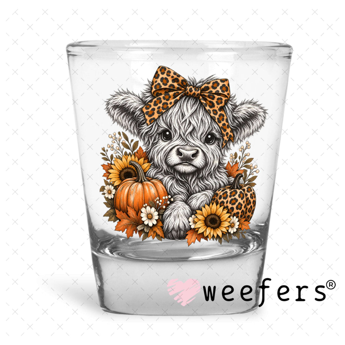 UV DTF Decal - Fall Leopard Cow Shot Glass Heavy Base Weefers