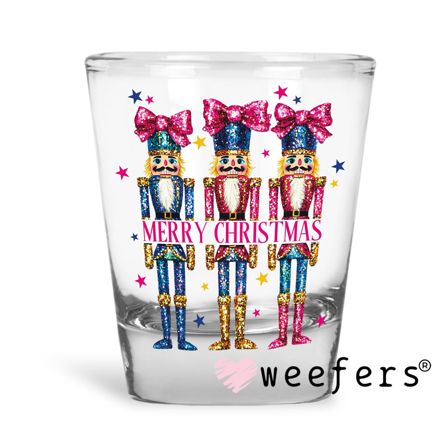 Retro Style Nutcrackers UV DTF Decal Shot Glass Heavy Base Weefers