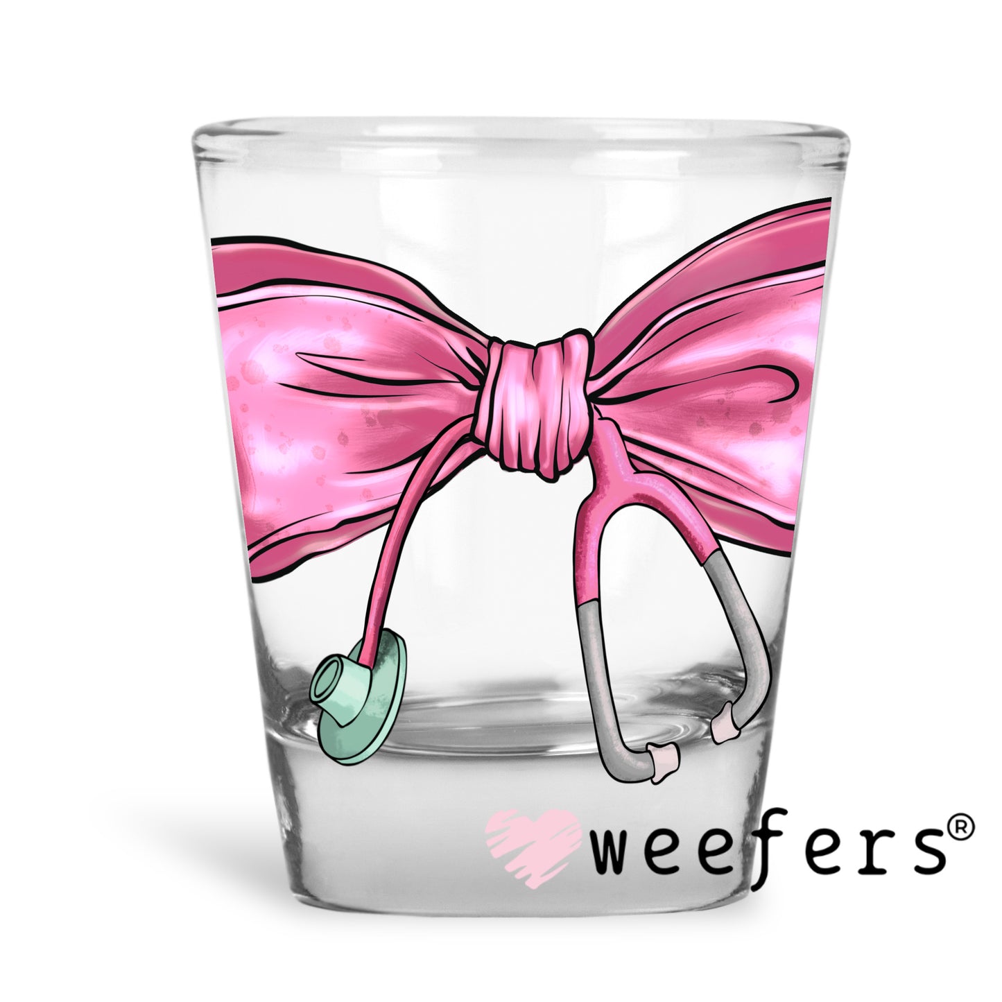 Coquette Nurse Bow UV DTF Decal Shot Glass Heavy Base Weefers