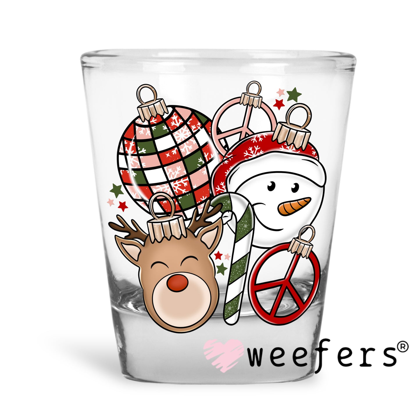 Christmas Things Reindeer Santa UV DTF Decal Shot Glass Heavy Base Weefers