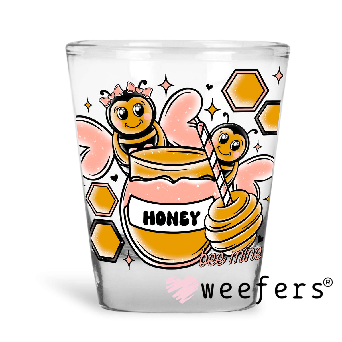 Honey Bee Mine UV DTF Decal Shot Glass Heavy Base Weefers