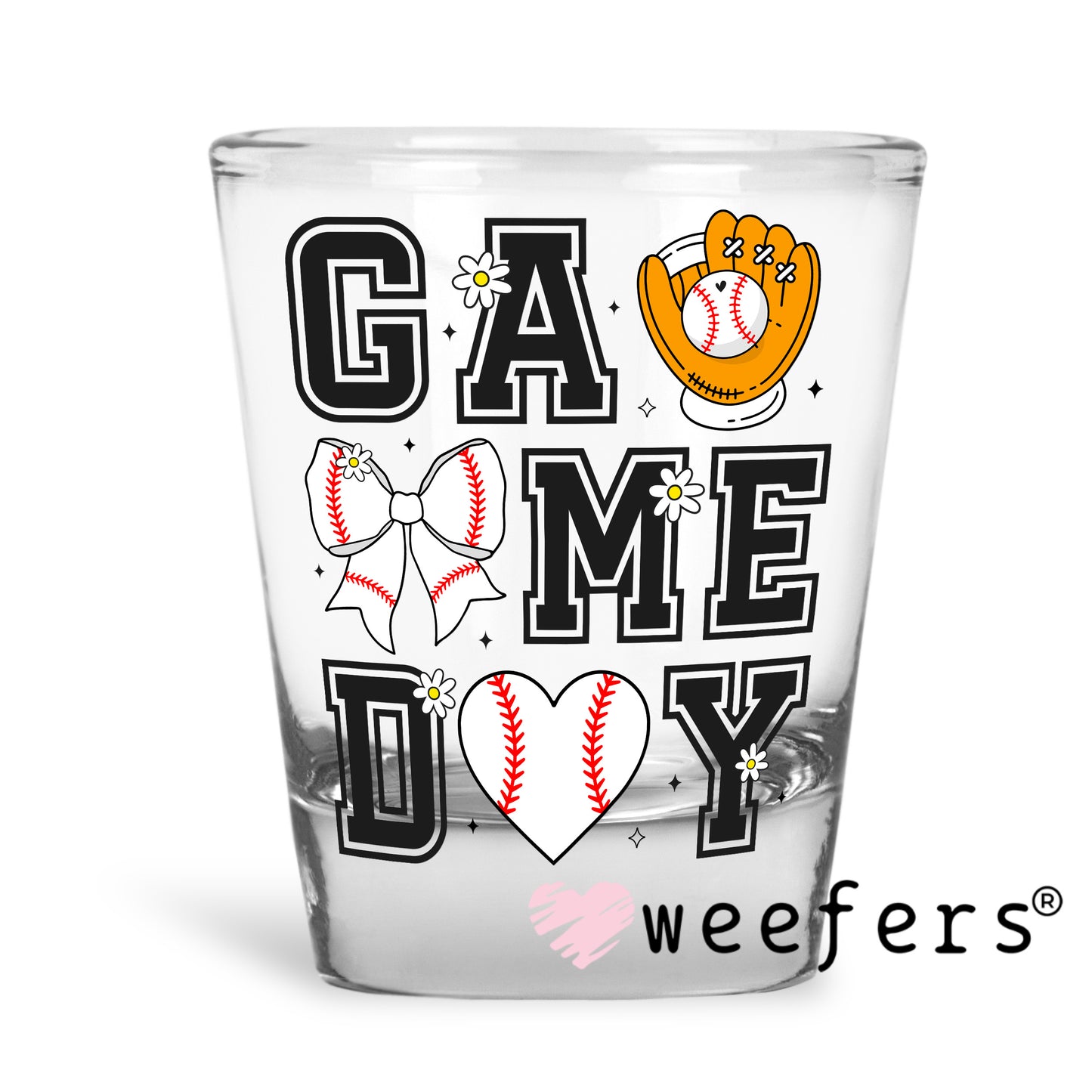 Game Day Baseball UV DTF Decal Shot Glass Heavy Base Weefers