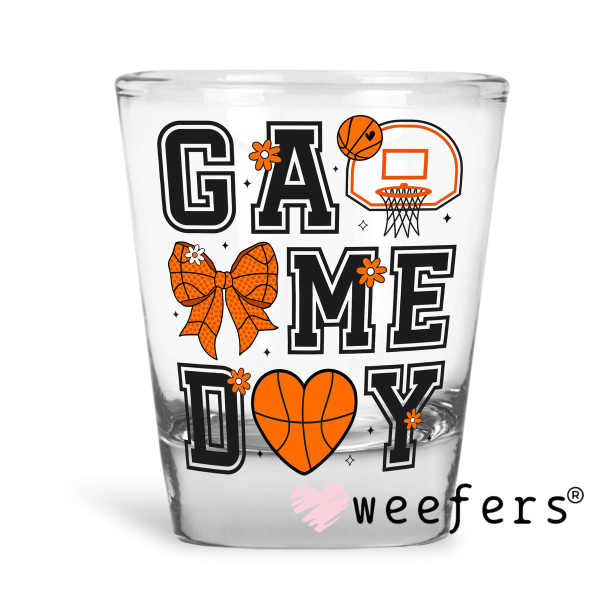 Game Day Basketball UV DTF Decal Shot Glass Heavy Base Weefers