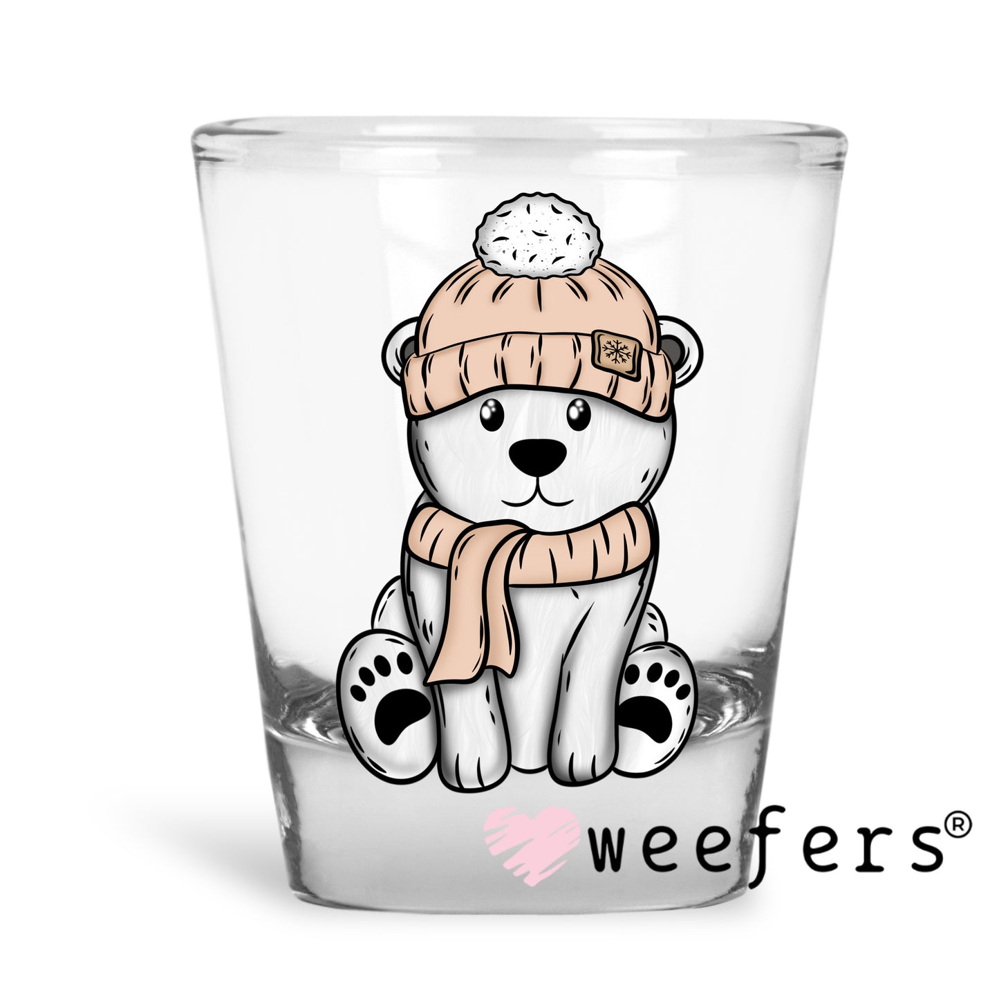 Winter Polar Bear UV DTF Decal Shot Glass Heavy Base Weefers