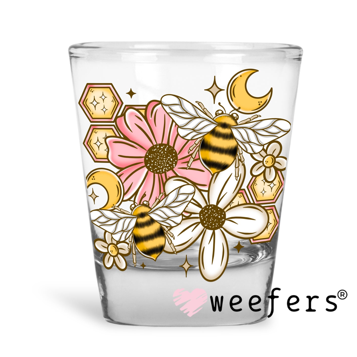 Floral Honey Comb UV DTF Decal Shot Glass Heavy Base Weefers