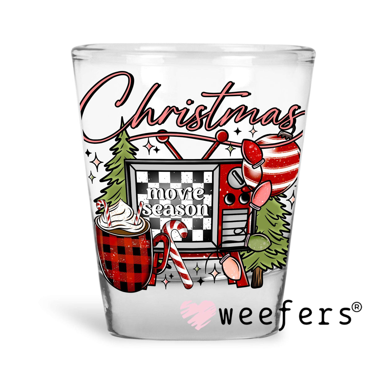 Christmas Movies UV DTF Decal Shot Glass Heavy Base Weefers
