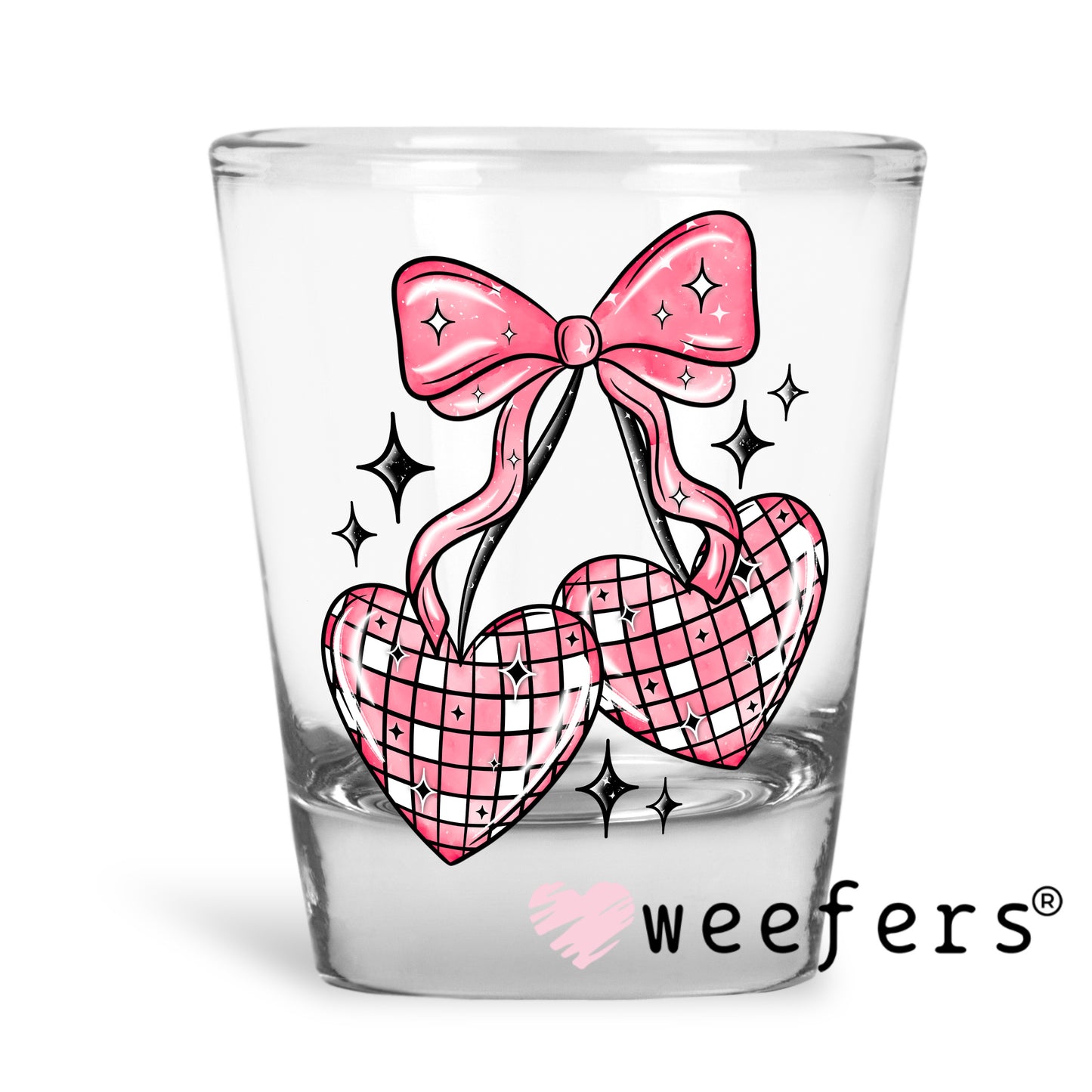Cherry Disco Balls UV DTF Decal Shot Glass Heavy Base Weefers