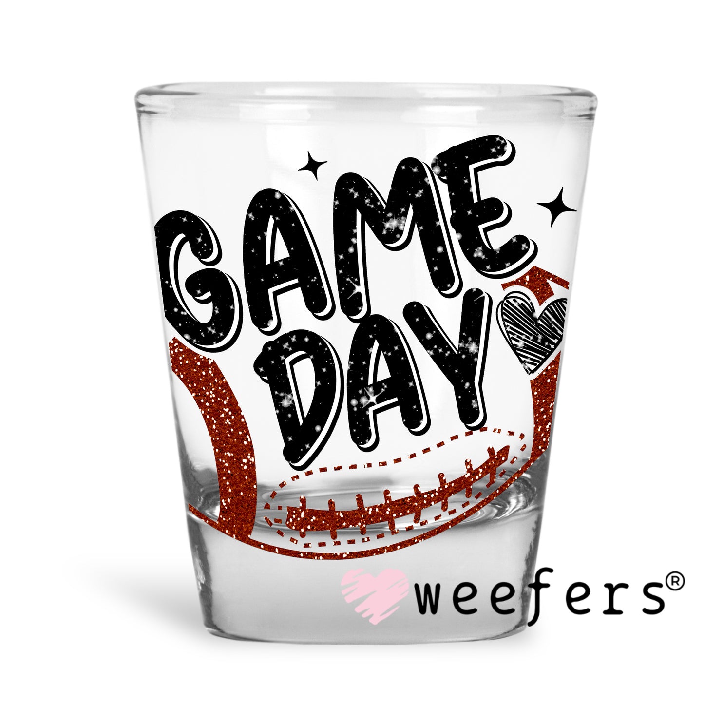 Game Day Football Red UV DTF Decal Shot Glass Heavy Base Weefers