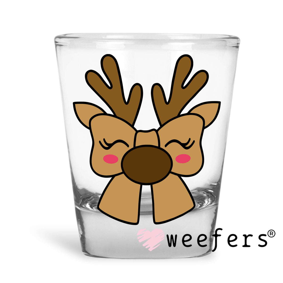 Reindeer Coquette Bow UV DTF Decal Shot Glass Heavy Base Weefers
