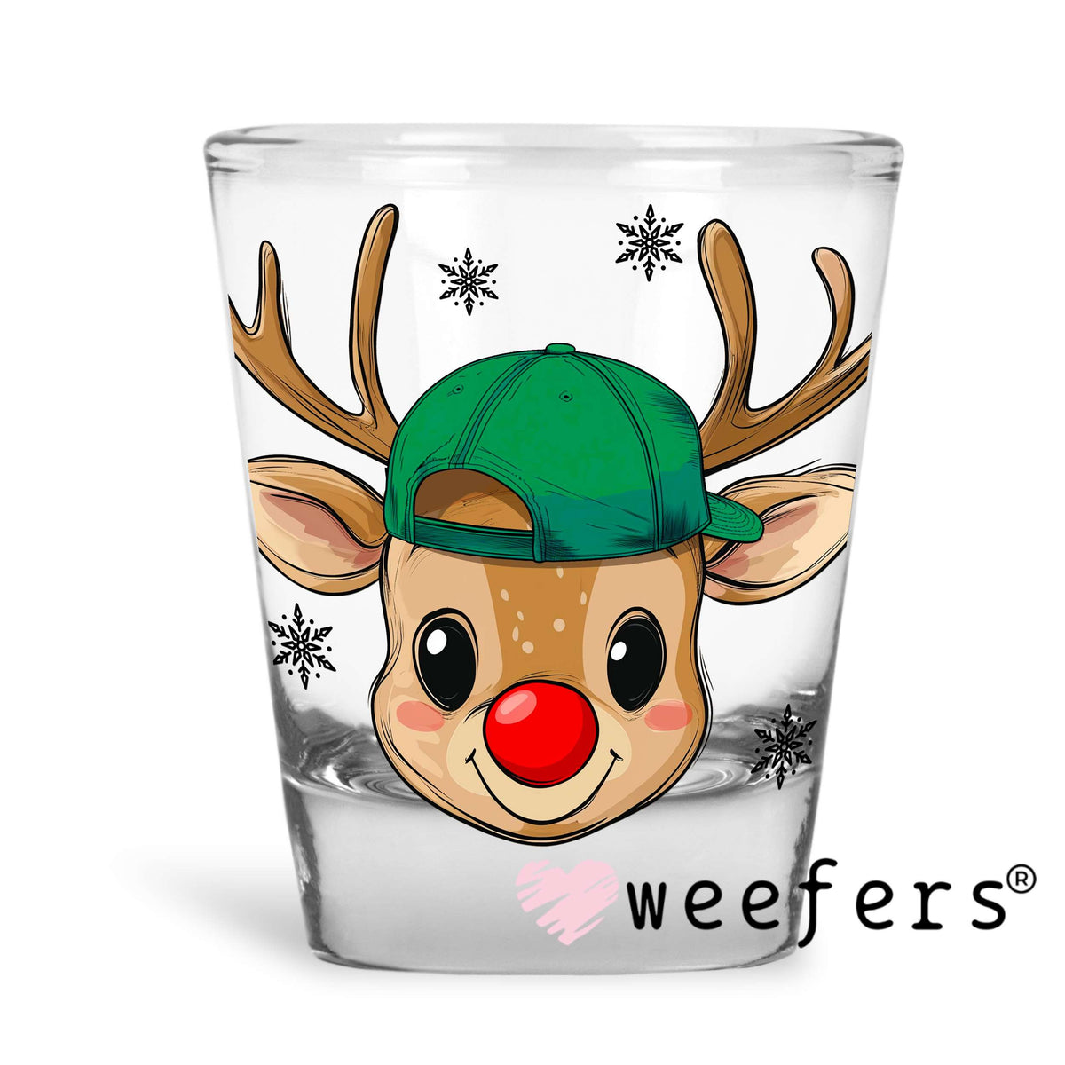 Reindeer Boy Cutie UV DTF Decal Shot Glass Heavy Base Weefers