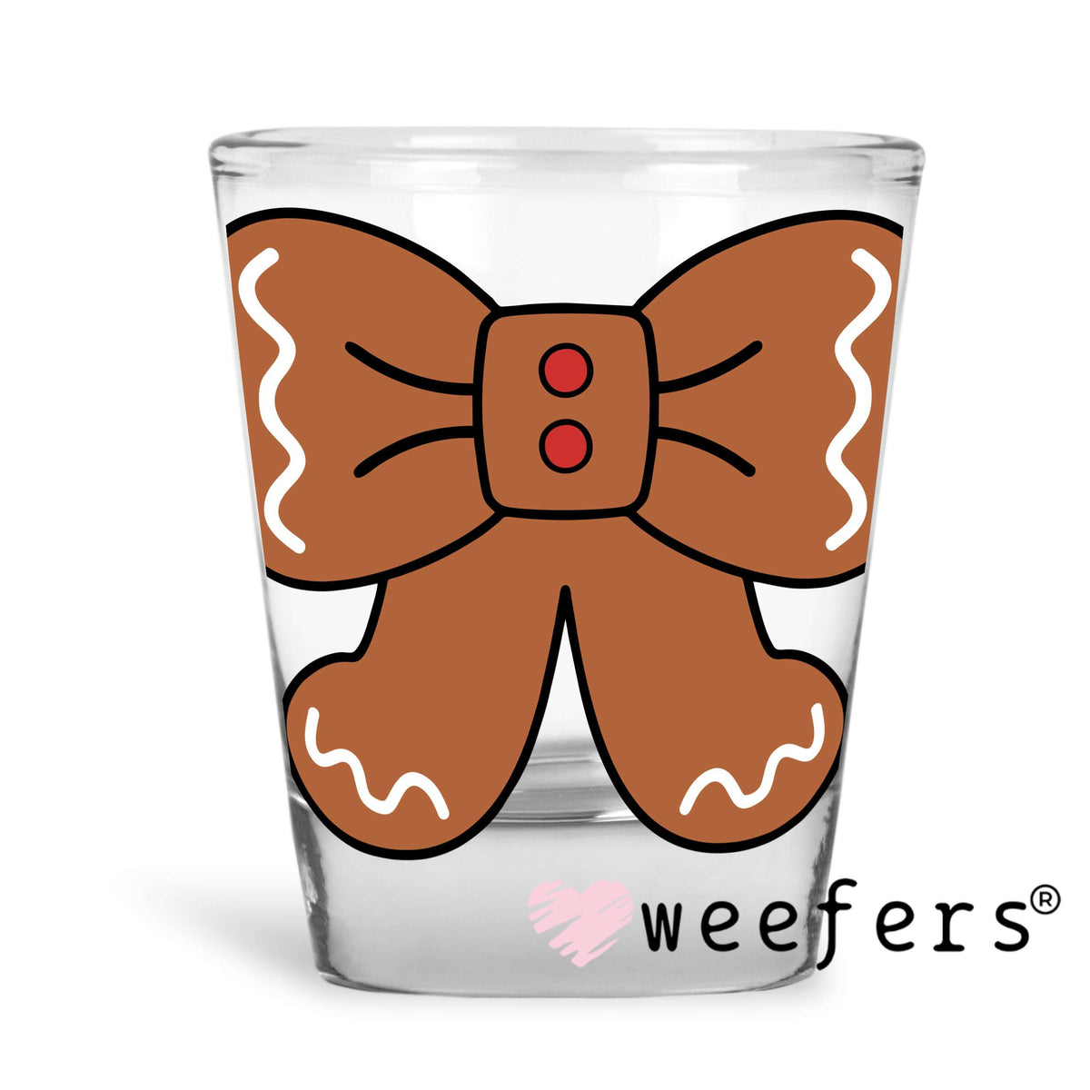 Gingerbread Coquette Bow UV DTF Decal Shot Glass Heavy Base Weefers