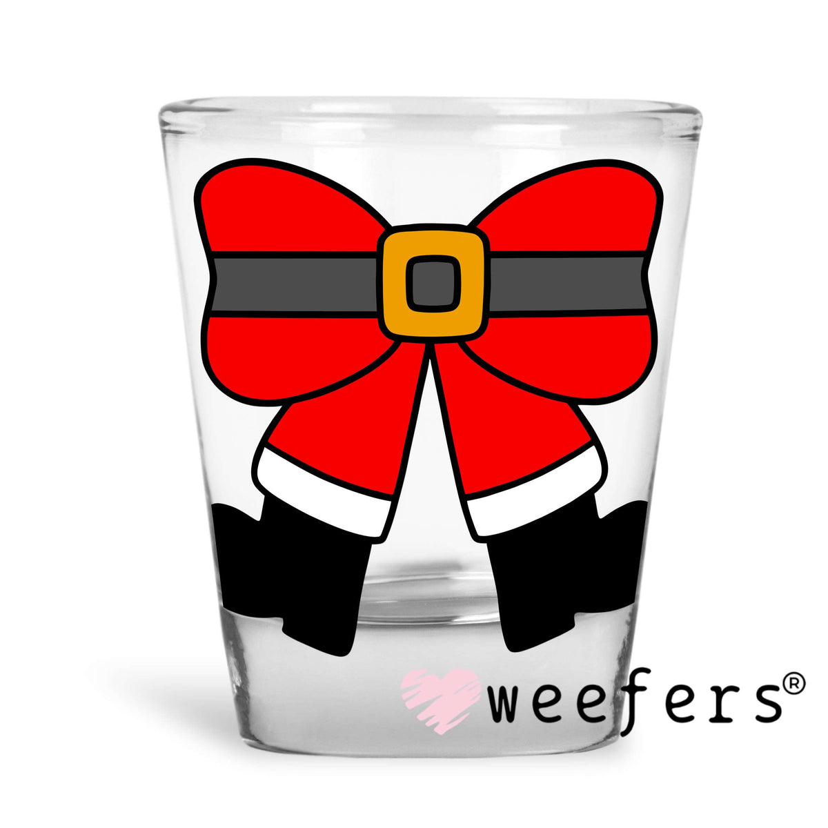 Santa Claus Coquette Bow UV DTF Decal Shot Glass Heavy Base Weefers