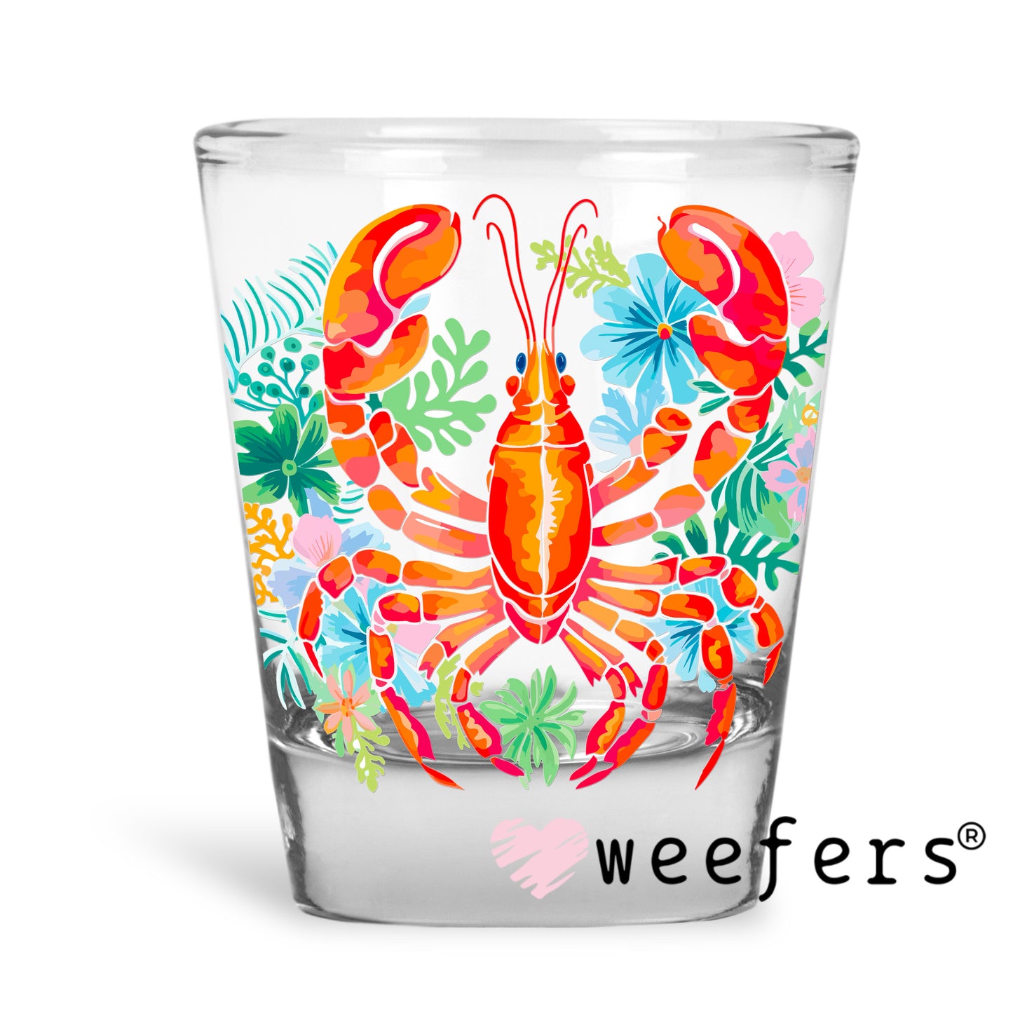 Preppy Lobster UV DTF Decal Shot Glass Heavy Base Weefers