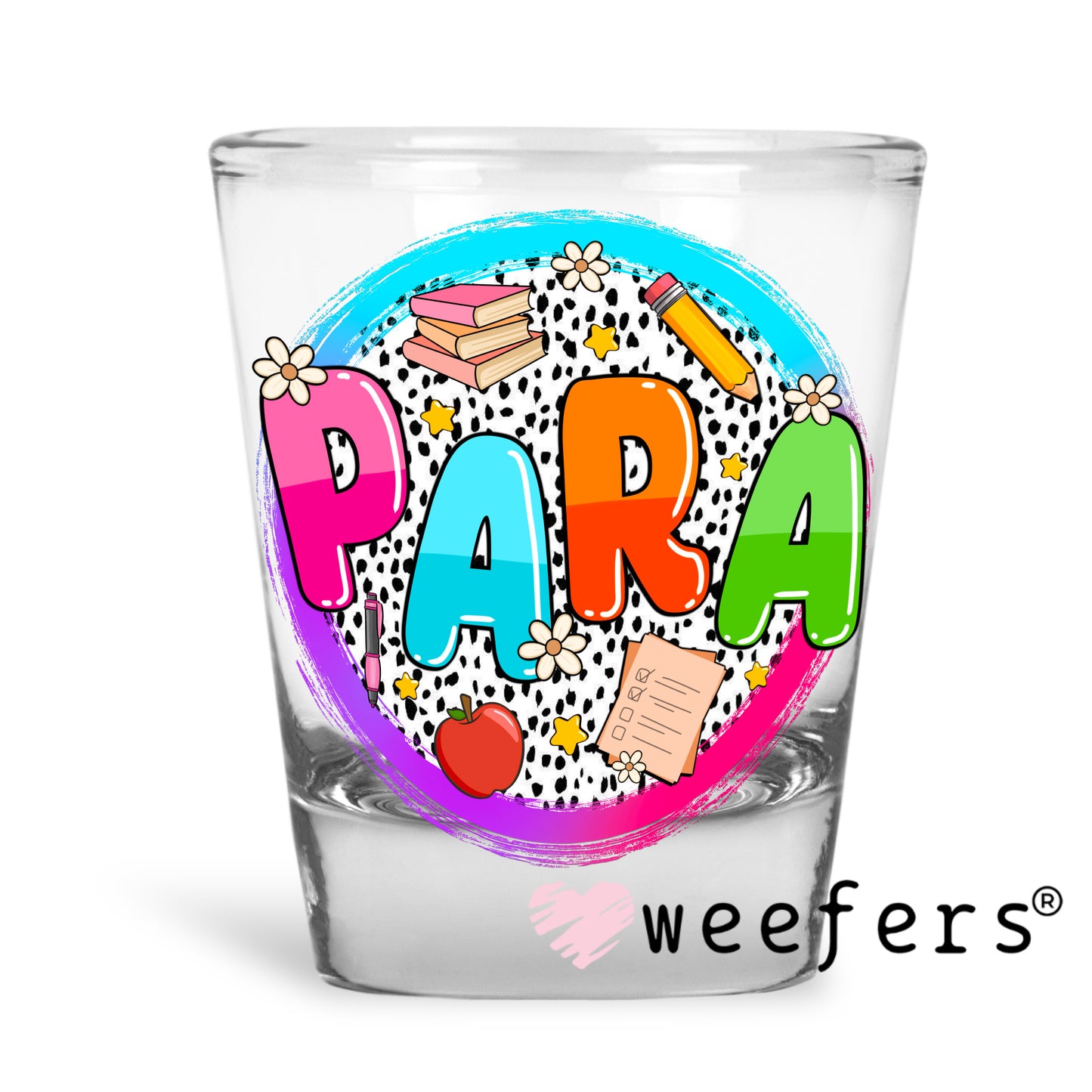 Para Dalmatian Dots UV DTF Decal Shot Glass Heavy Base Weefers