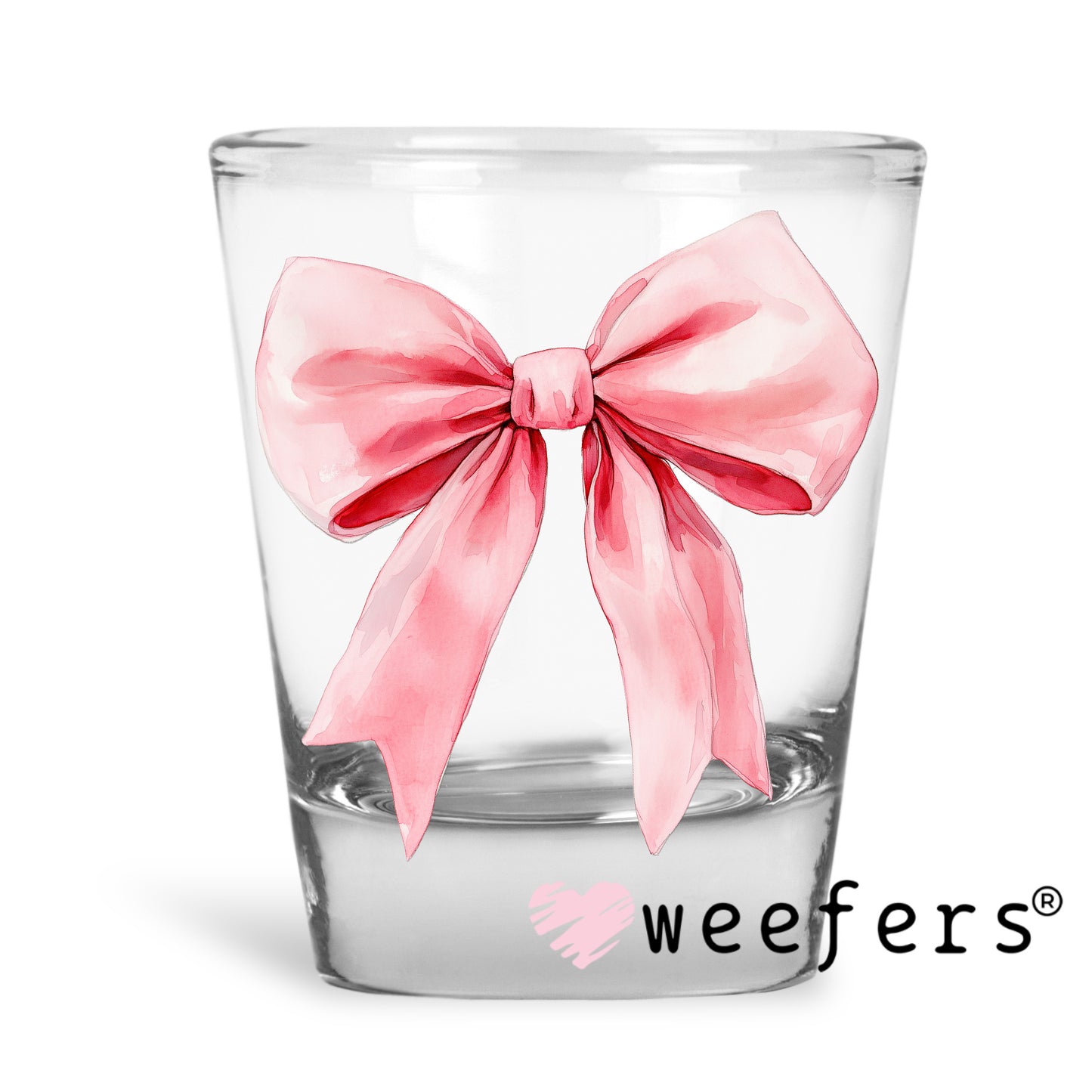 Pink Coquette Bow Baby Shower UV DTF Decal Shot Glass Heavy Base Weefers