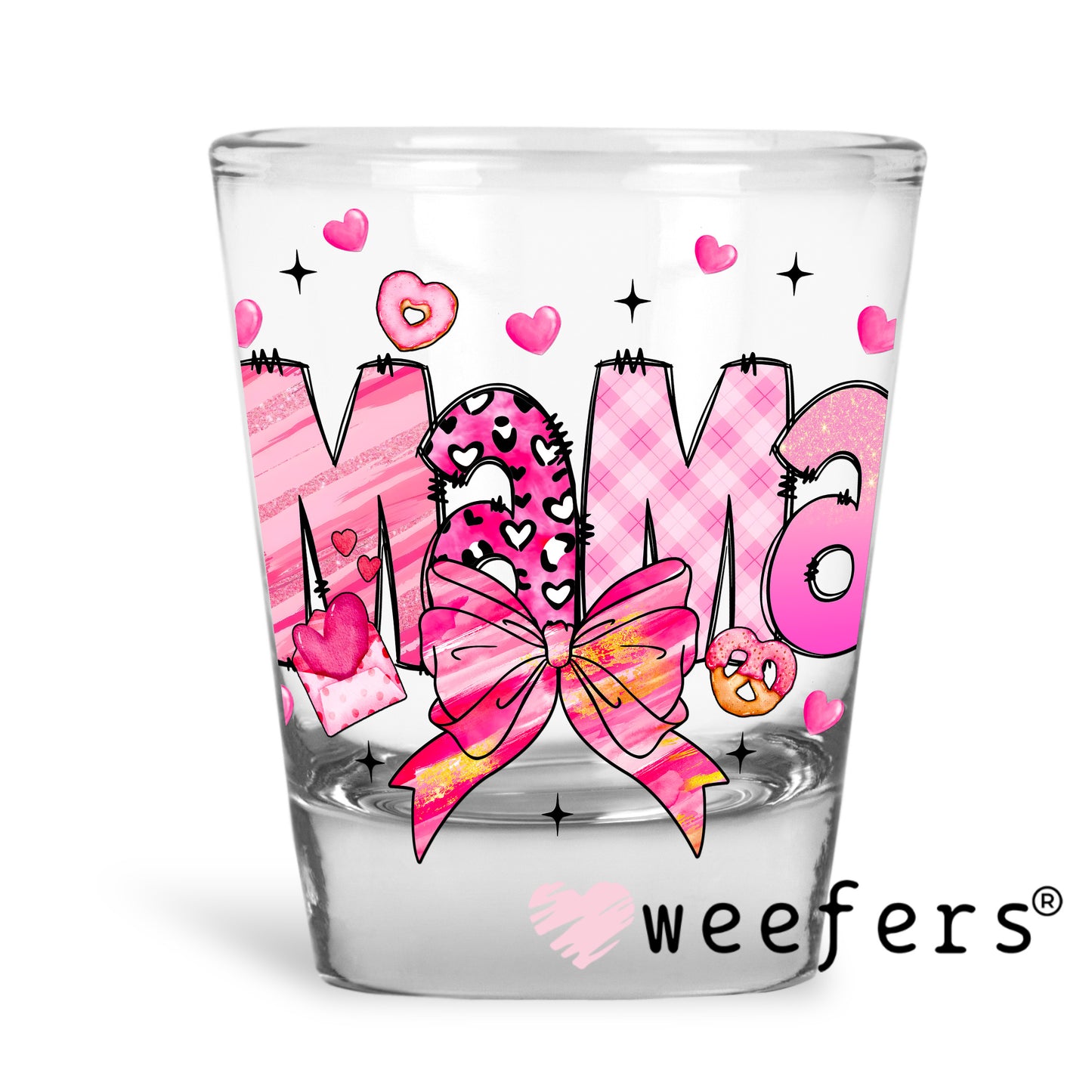 Mama Valentine Coquette UV DTF Decal Shot Glass Heavy Base Weefers