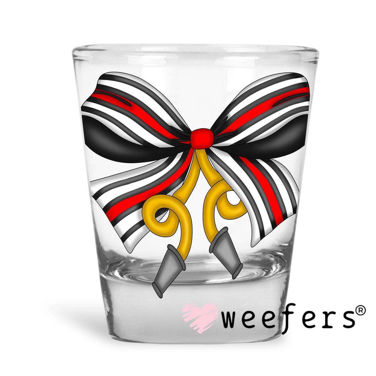 Firefighter Coquette Bow UV DTF Decal Shot Glass Heavy Base Weefers