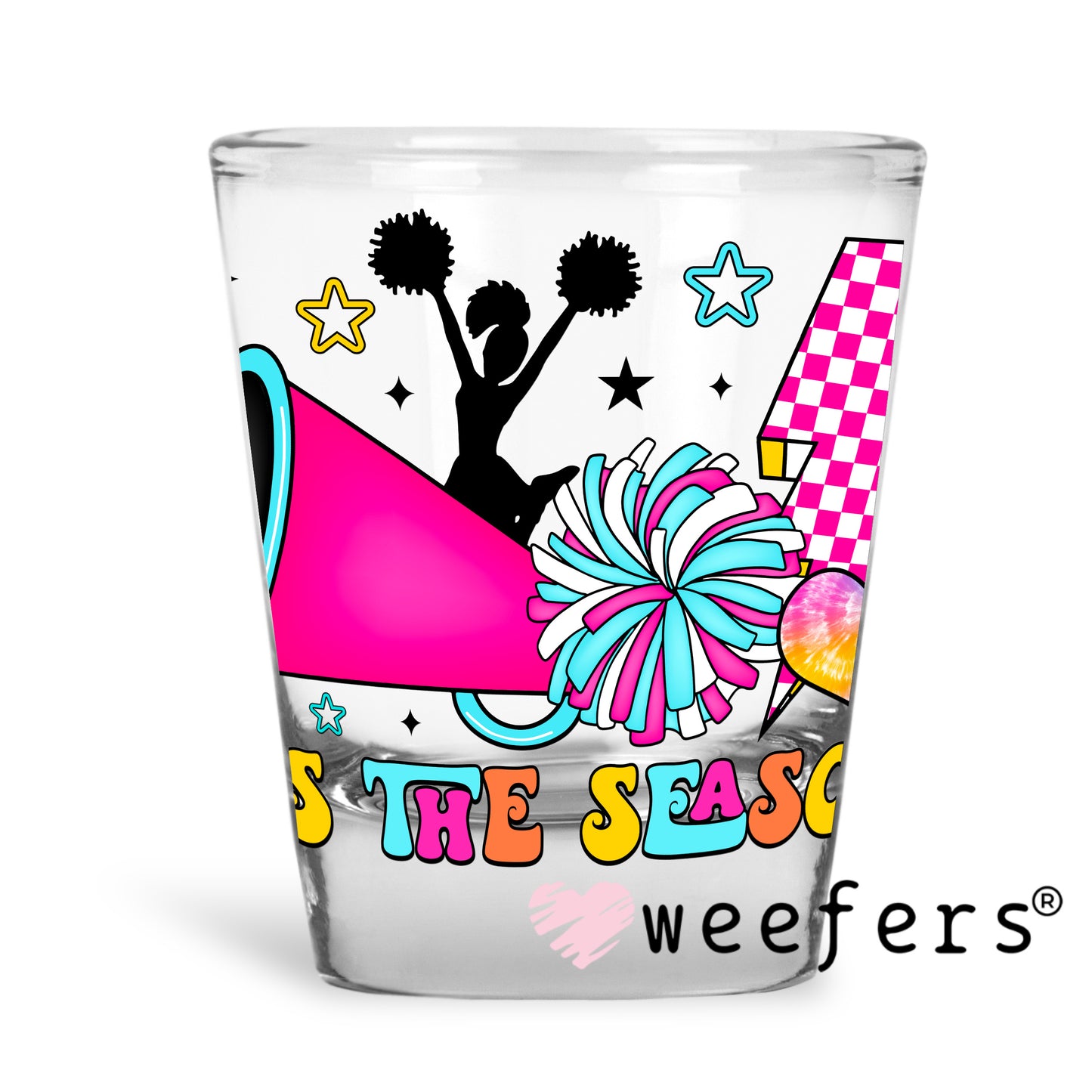 Tis the Season Cheerleading UV DTF Decal Shot Glass Heavy Base Weefers