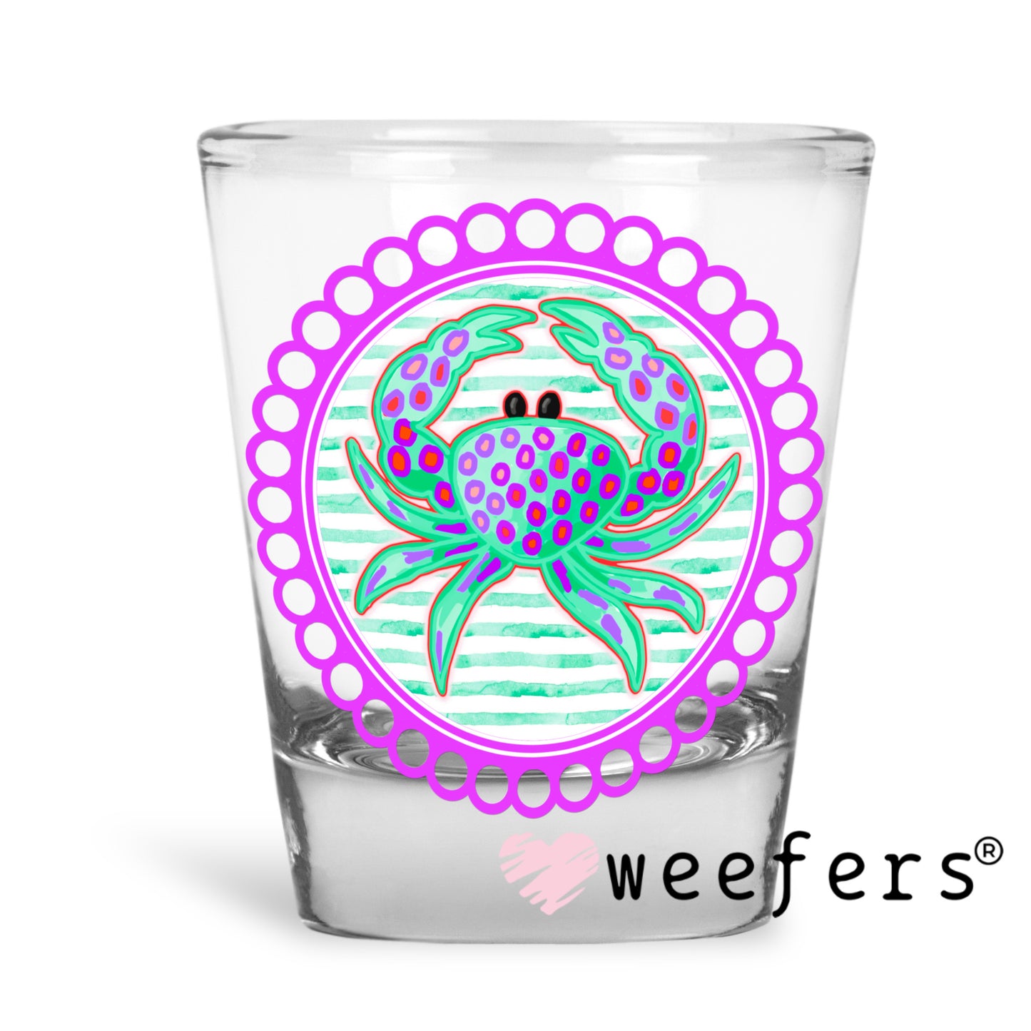 Preppy Crab Lilly P Southern Charm UV DTF Decal Shot Glass Heavy Base Weefers