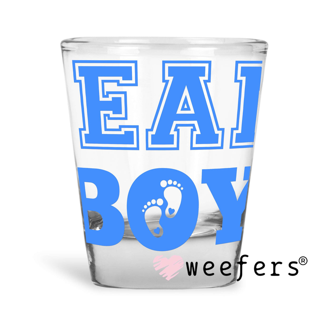 DIY Team Boy Baby Shower Gender Reveal UV DTF Decal Shot Glass Heavy Base Weefers