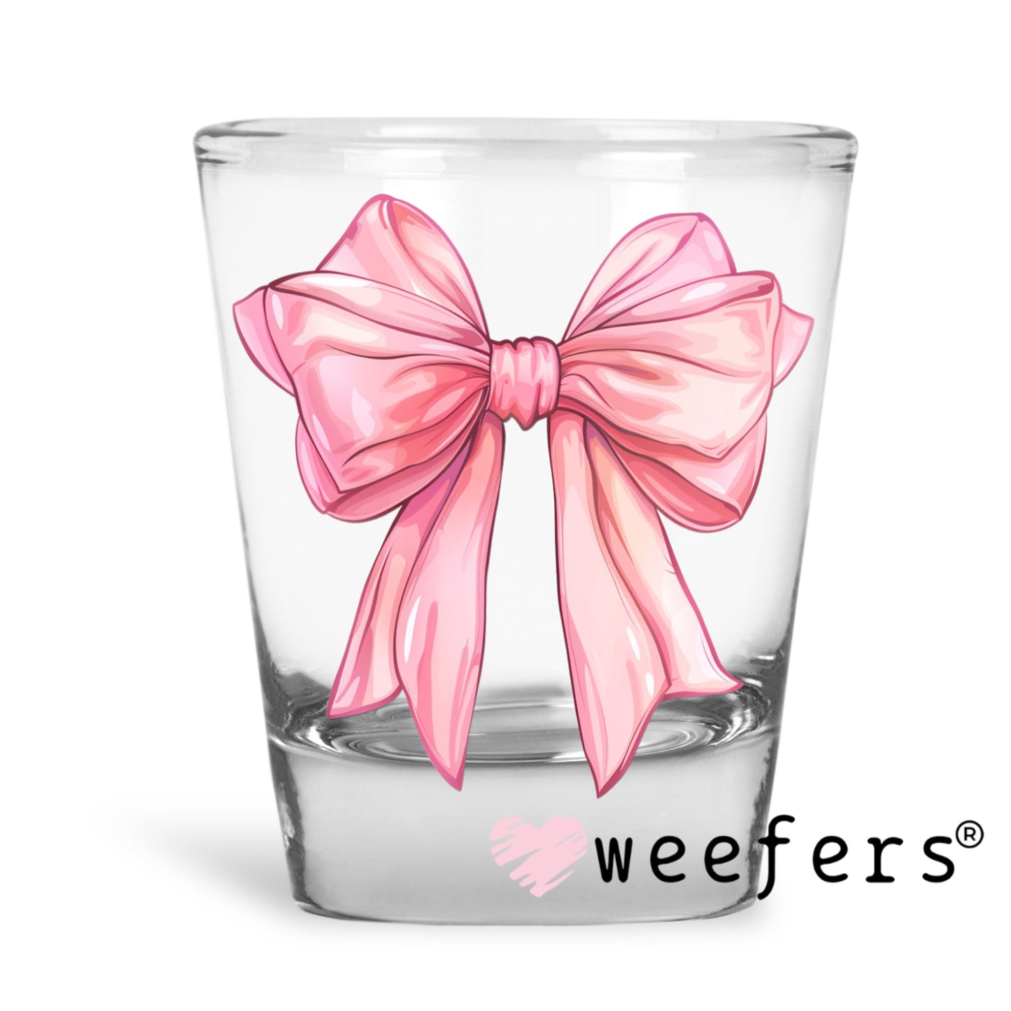 Coquette Pink Bow UV DTF Decal Shot Glass Heavy Base Weefers