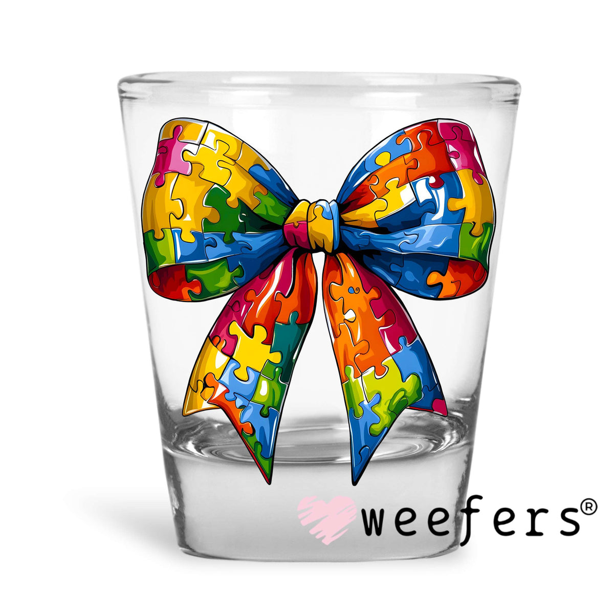 Autistic Bow UV DTF Decal Shot Glass Heavy Base Weefers