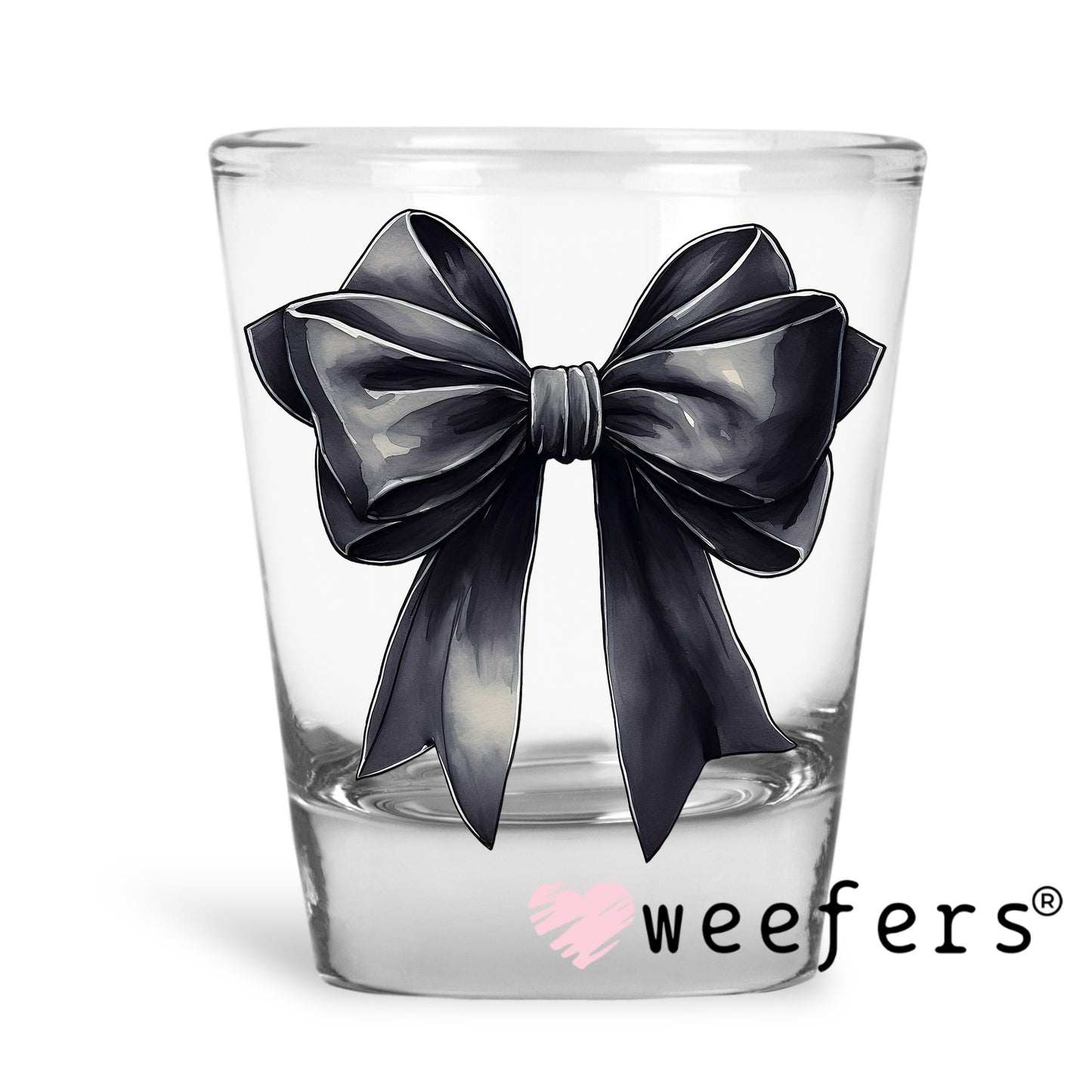Black Bow UV DTF Decal Shot Glass Heavy Base Weefers