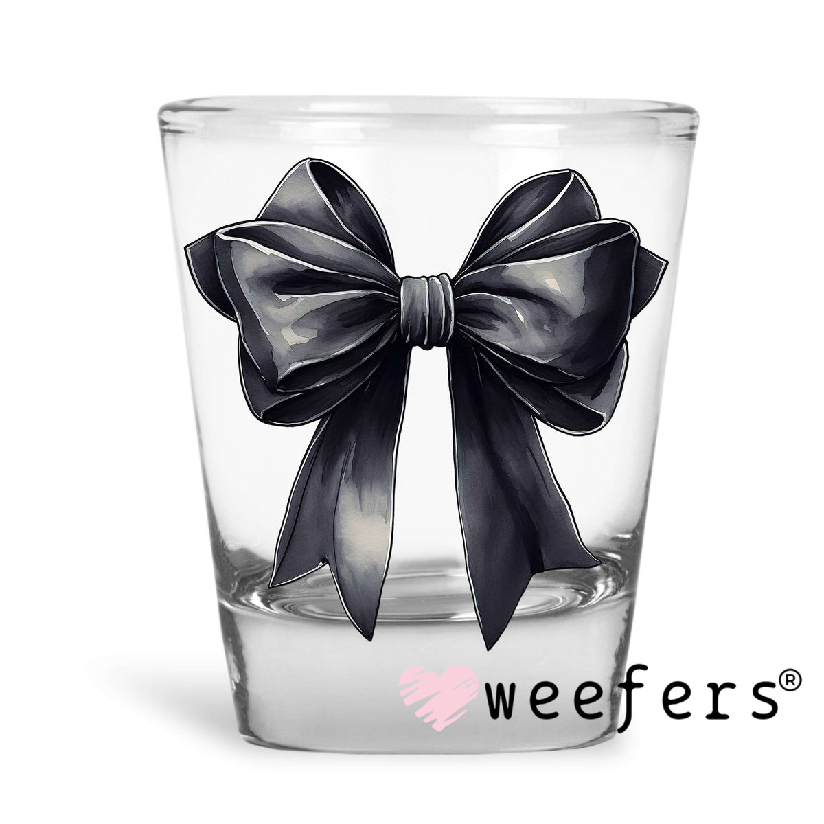 Black Bow UV DTF Decal Shot Glass Heavy Base Weefers