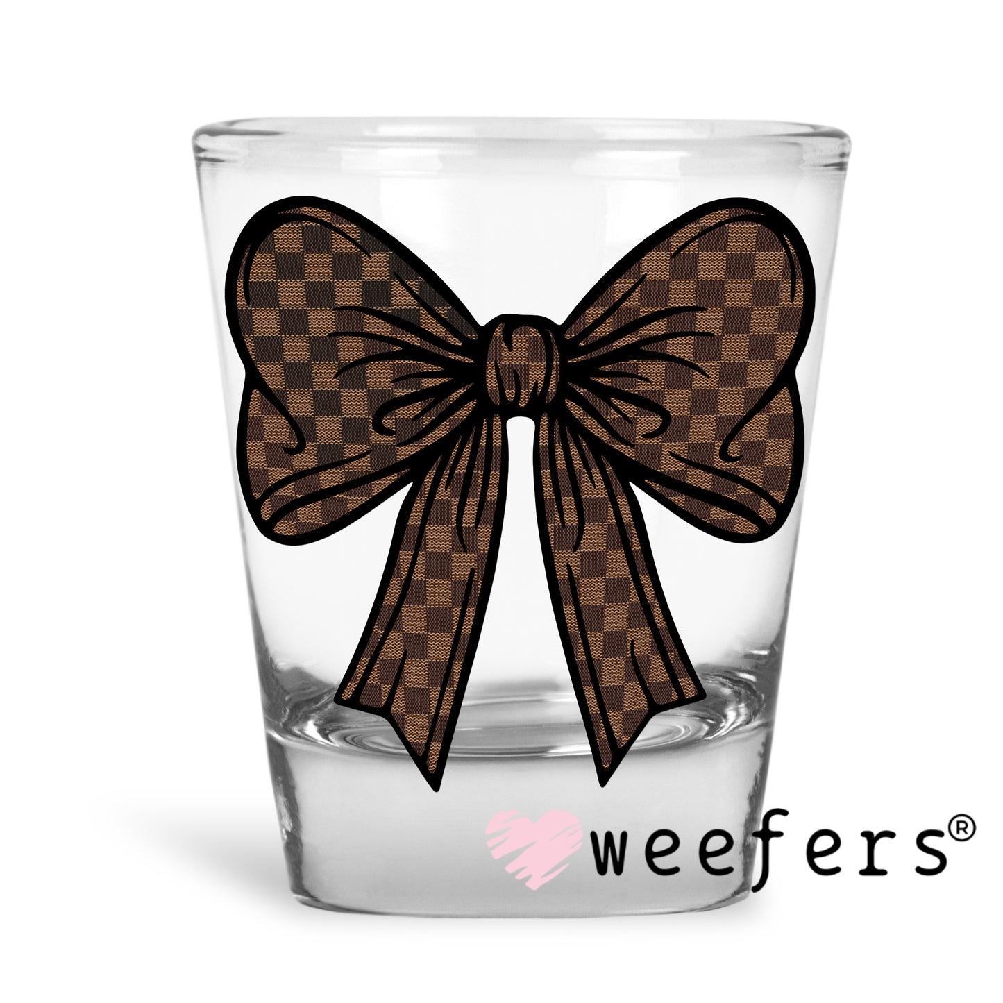 Luxury LV Bow UV DTF Decal Shot Glass Heavy Base Weefers