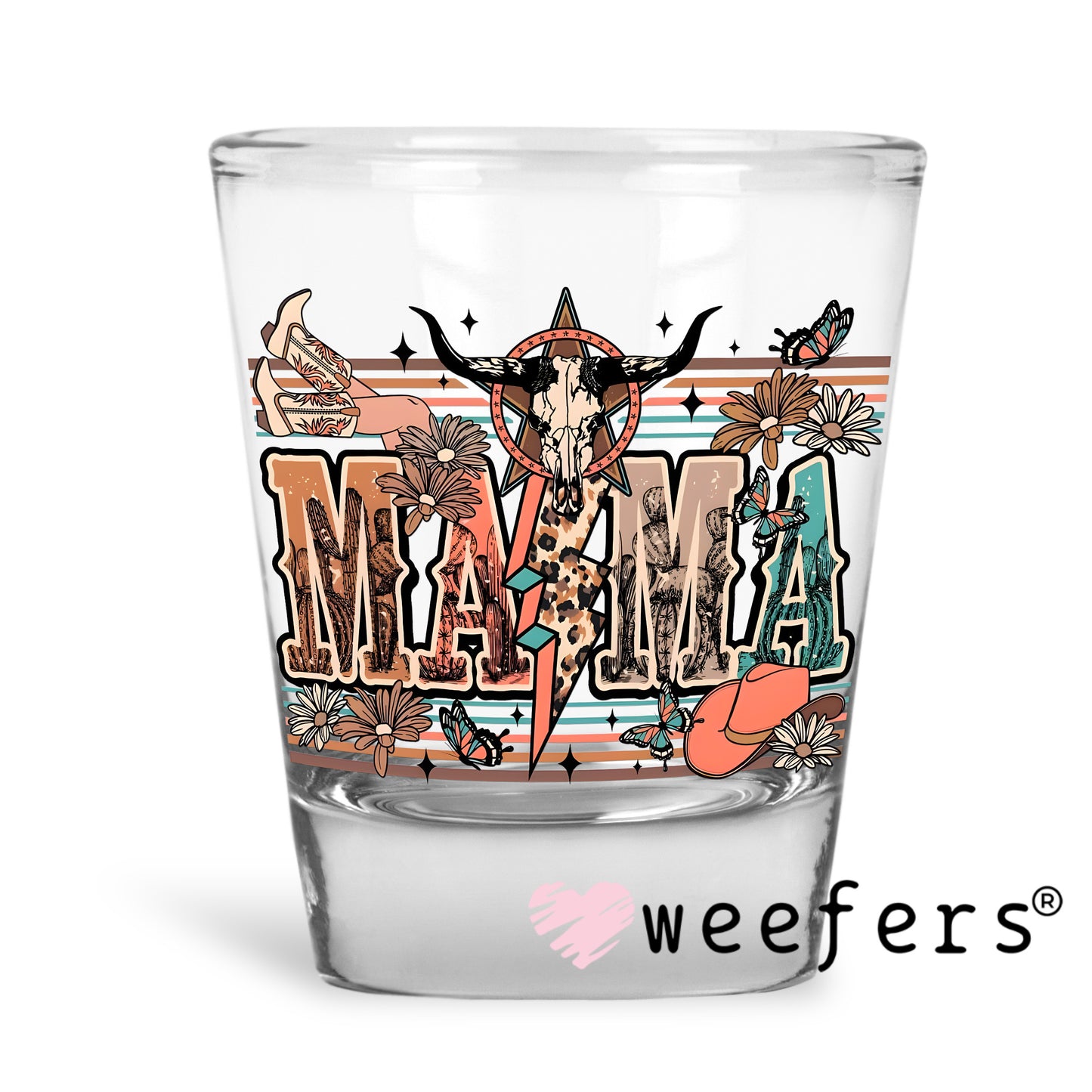 Aztec Mama UV DTF Decal Shot Glass Heavy Base Weefers