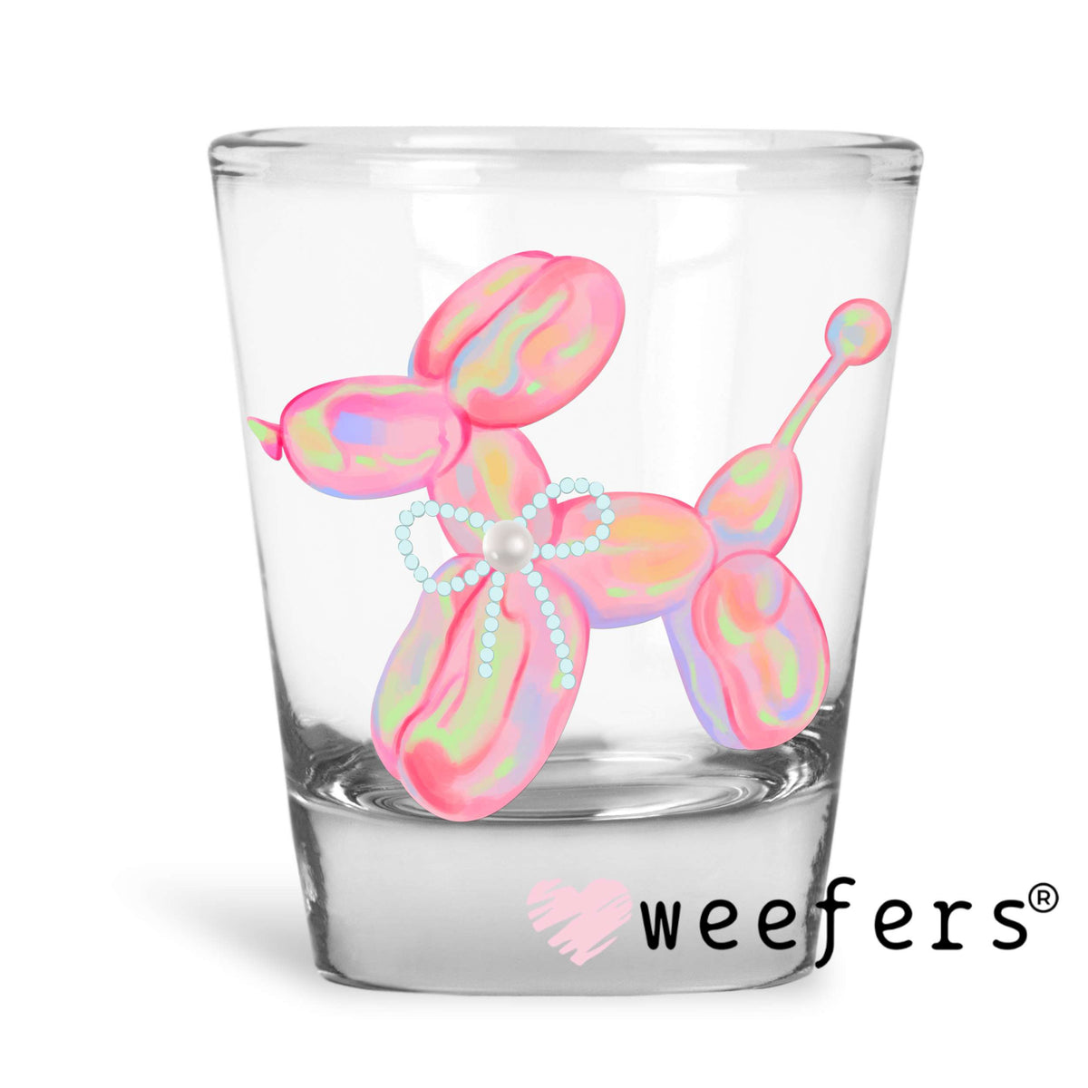 Coquette Balloon Dog UV DTF Decal Shot Glass Heavy Base Weefers