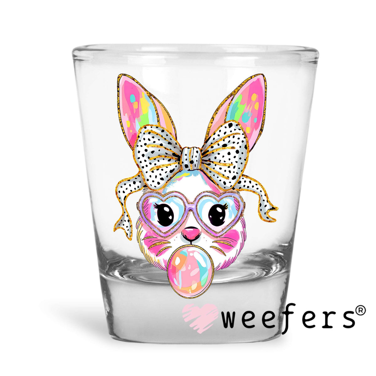 Bunny Bubble Gum UV DTF Decal Shot Glass Heavy Base Weefers