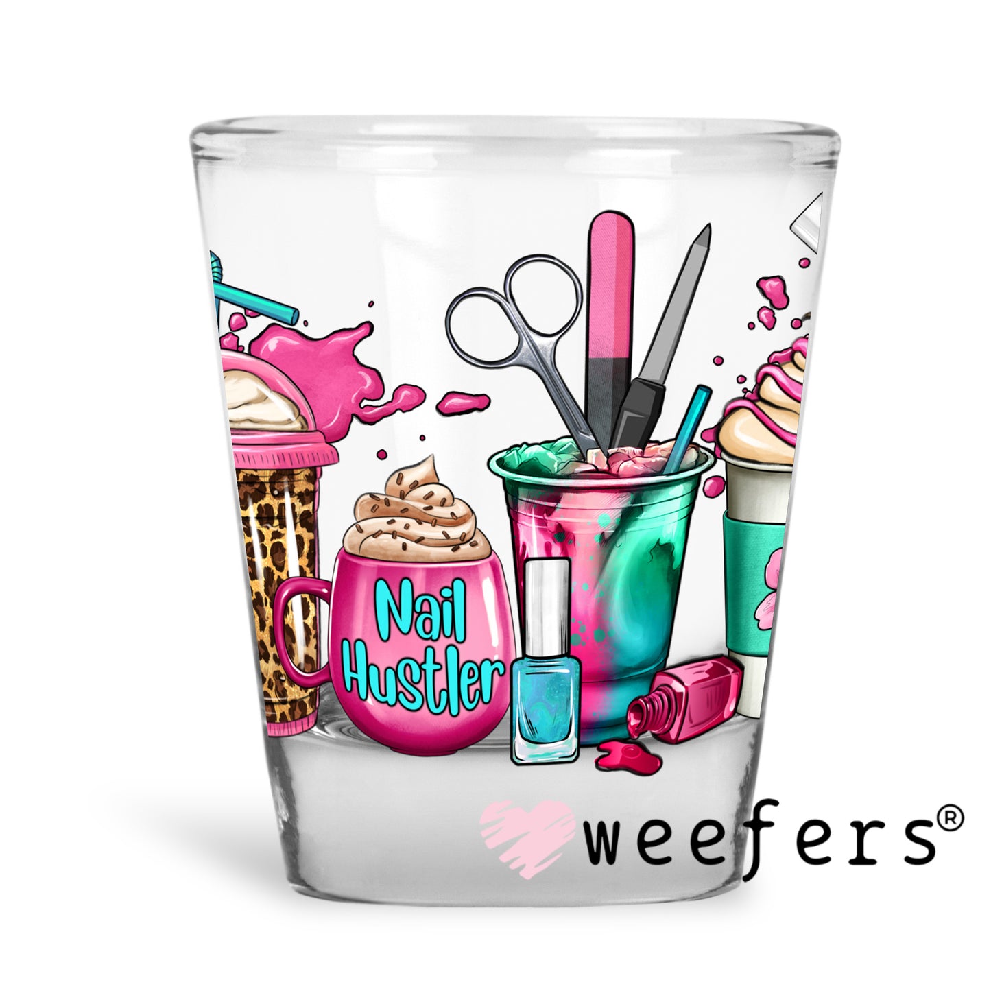 Nail Hustler UV DTF Decal Shot Glass Heavy Base Weefers