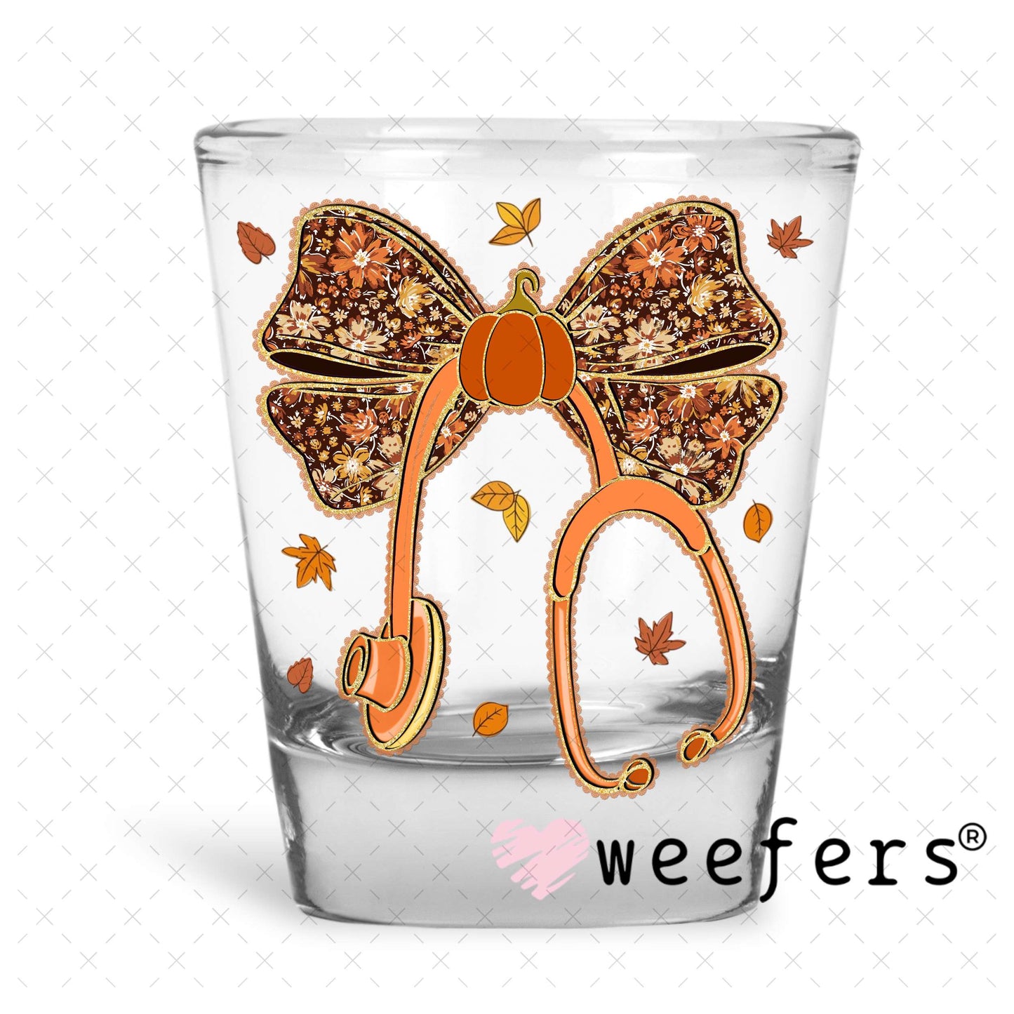 Fall Nurse Stethoscope UV DTF Decal Shot Glass Heavy Base Weefers