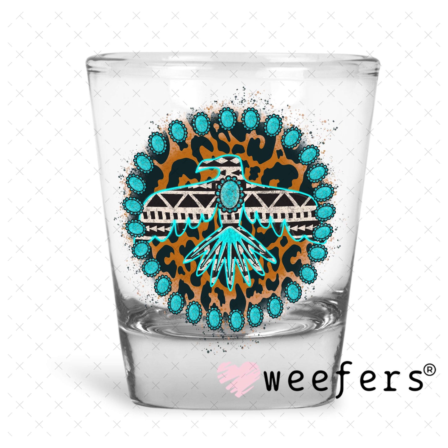 Western Eagle UV DTF Decal Shot Glass Heavy Base Weefers