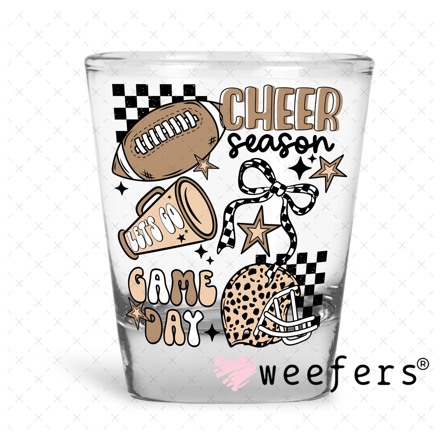 Cheer Season Game Day Megaphone UV DTF Decal Shot Glass Heavy Base Weefers