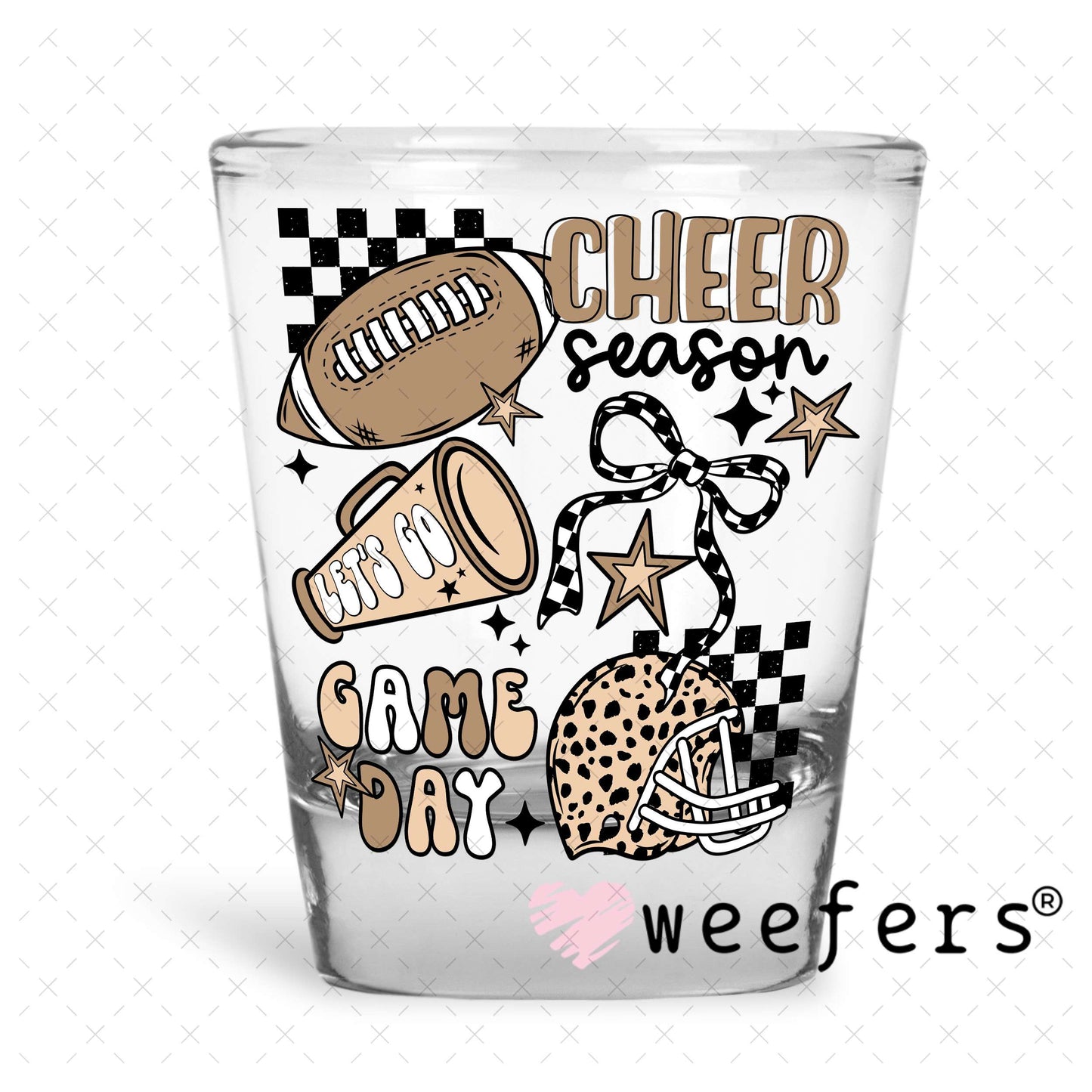 Cheer Season Game Day Megaphone UV DTF Decal Shot Glass Heavy Base Weefers