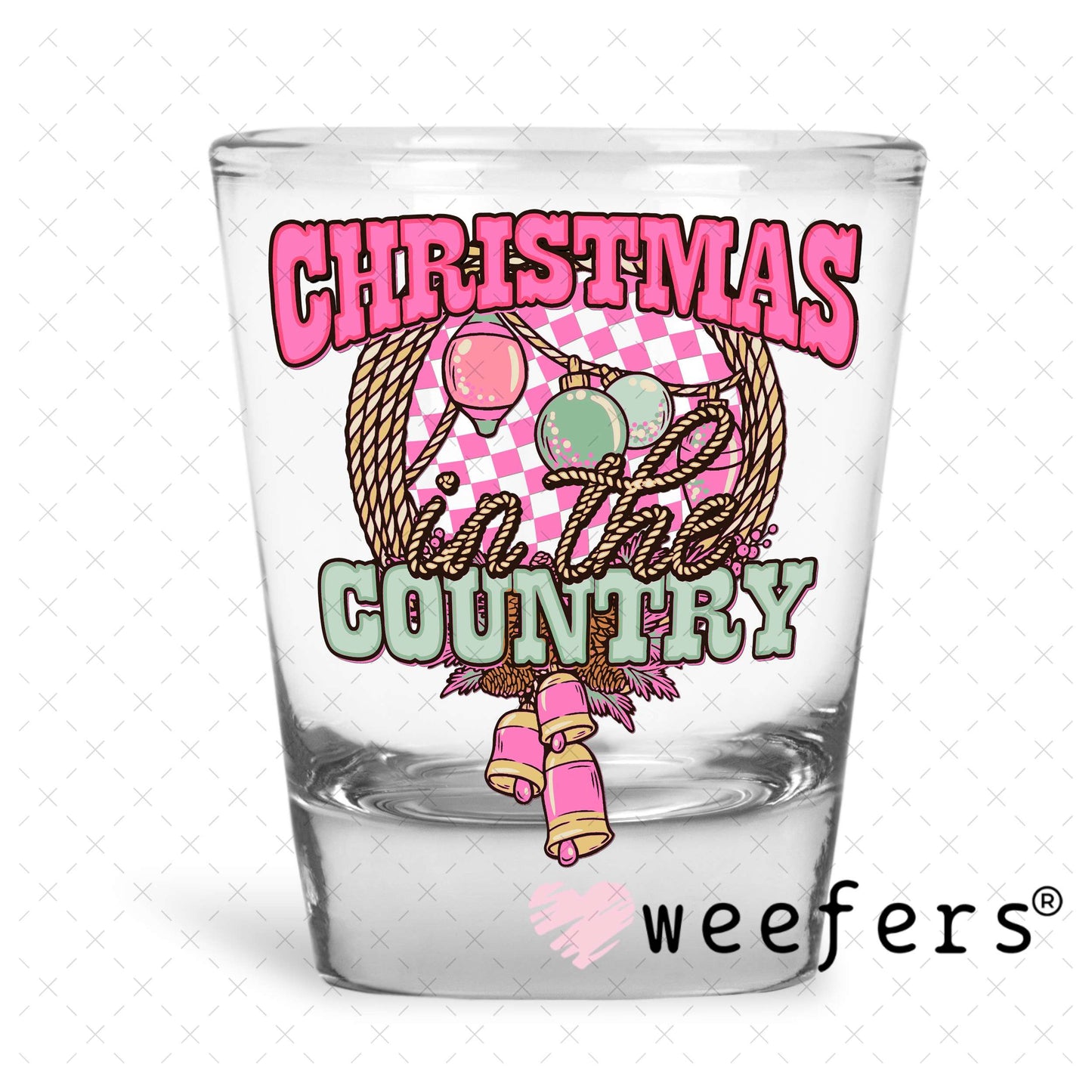 Christmas Country UV DTF Decal Shot Glass Heavy Base Weefers