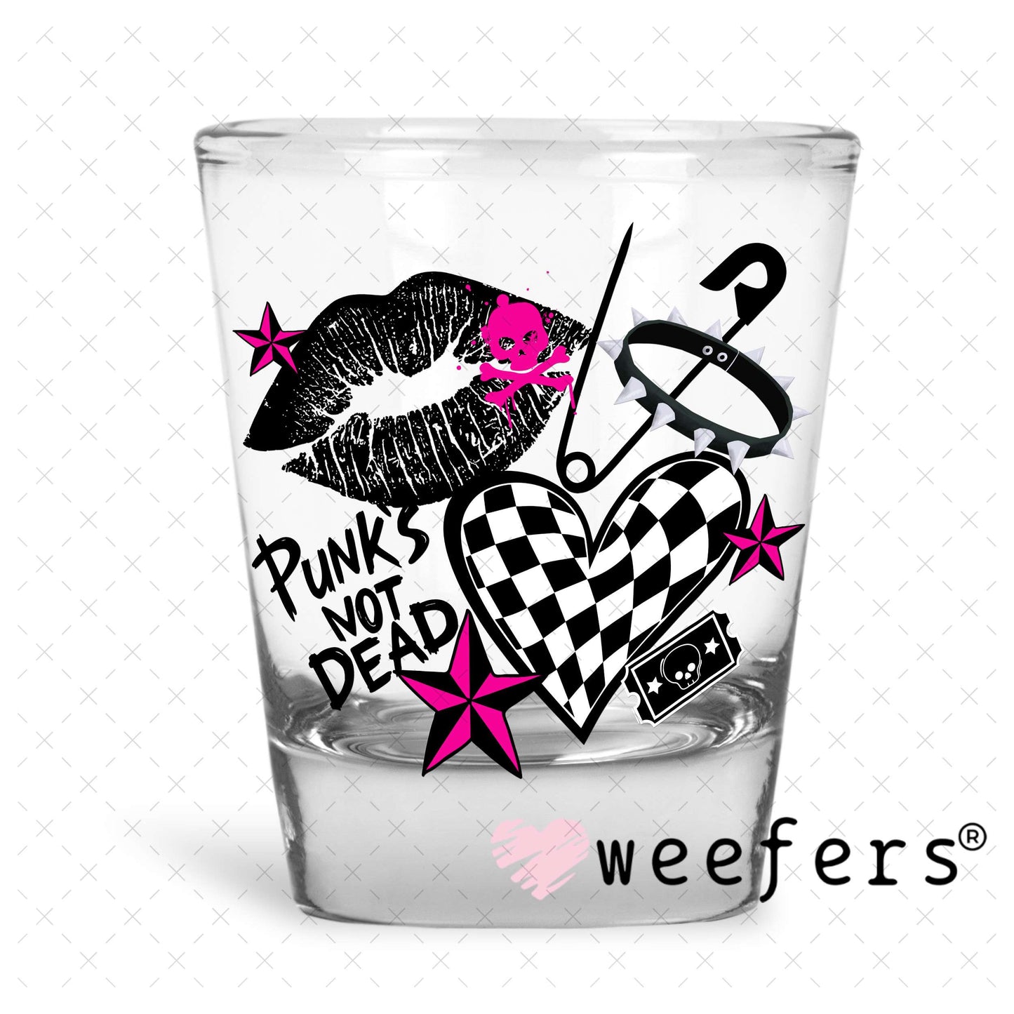 Punk is Not Dead UV DTF Decal Shot Glass Heavy Base Weefers
