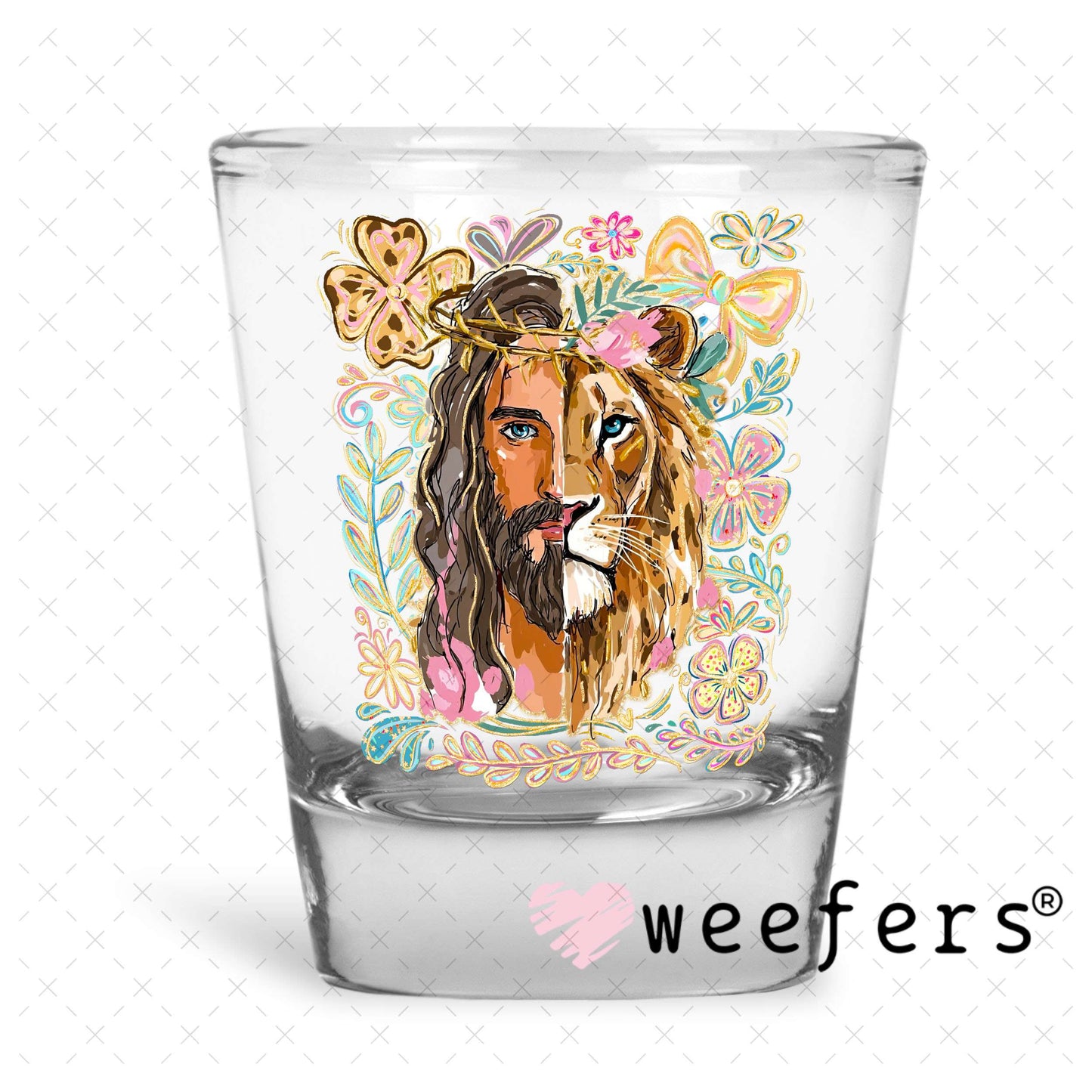UV DTF Decal - Jesus Lion Shot Glass Heavy Base Weefers
