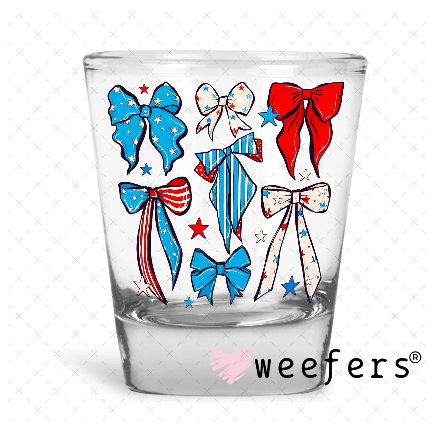 UV DTF Decal - Patriotic Bows Shot Glass Heavy Base Weefers